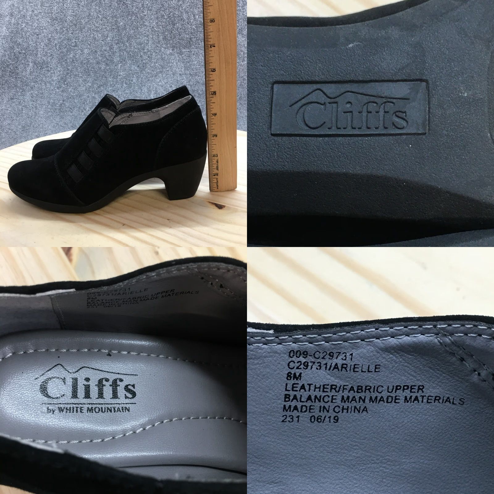 Vintage Cliffs White Mountain Boots Womens 8 M Arielle Ankle Booties Black Leather Heels Size US 8 / IT 38 - 9 Thumbnail
