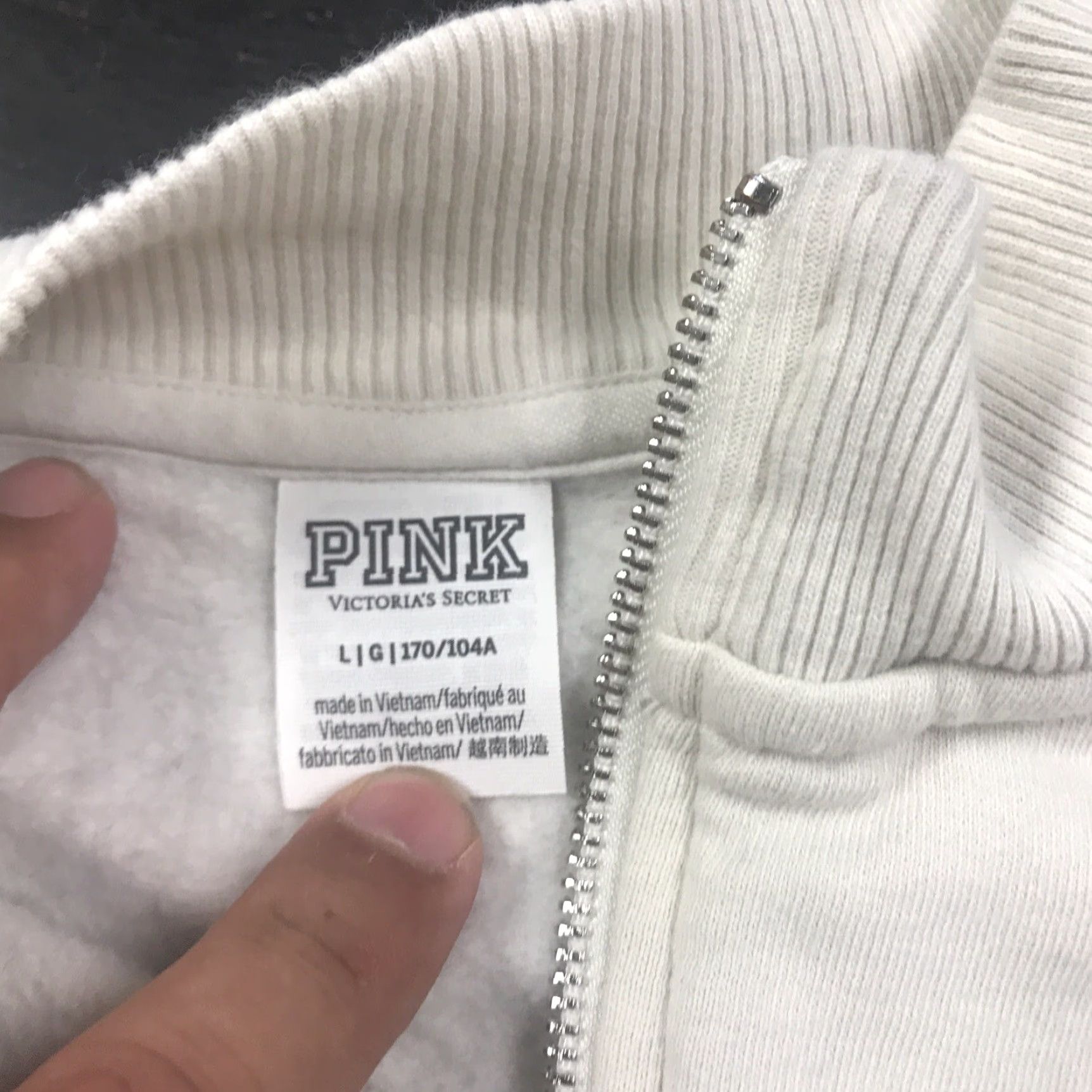 Victoria's Secret Victoria's Secret PINK Sweatshirt 1/4 Zip Long Sleeve Women L Ivory Size L / US 10 / IT 46 - 3 Thumbnail