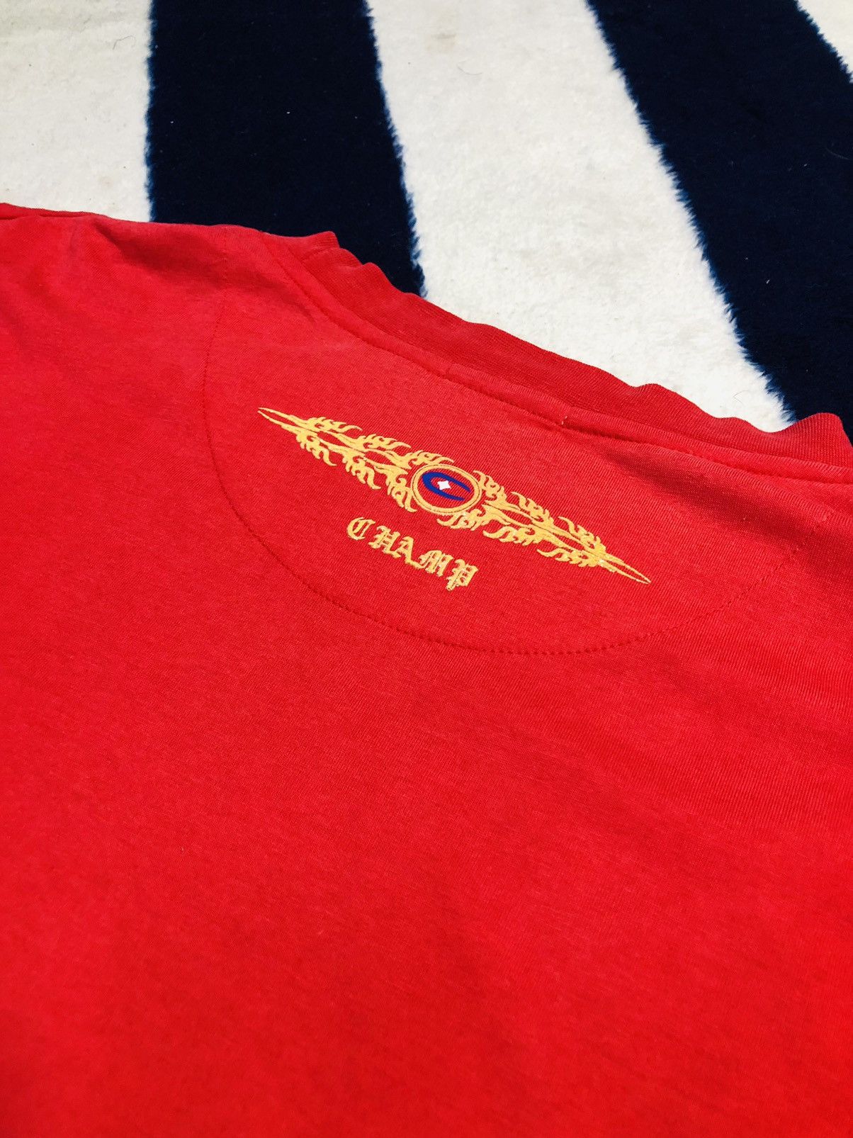 Japanese Brand Champ Euro Big Logo Cross Glitter Wording Long Sleeve Tshirt Size US L / EU 52-54 / 3 - 5 Thumbnail