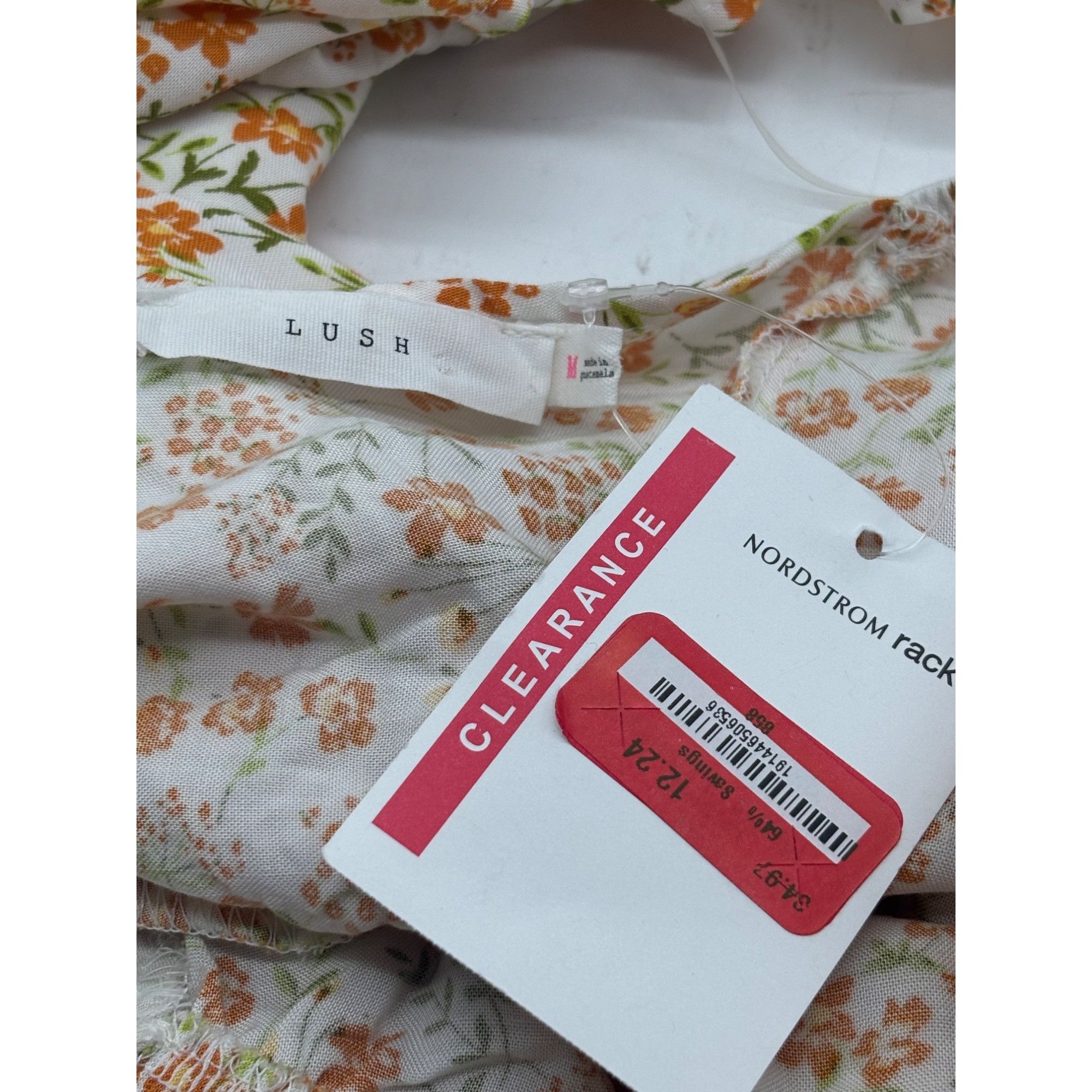 Other LUSH Junior’s Floral Puff Sleeve, Ruffle Hem Tie-Back Blouse Size M / US 6-8 / IT 42-44 - 7 Thumbnail