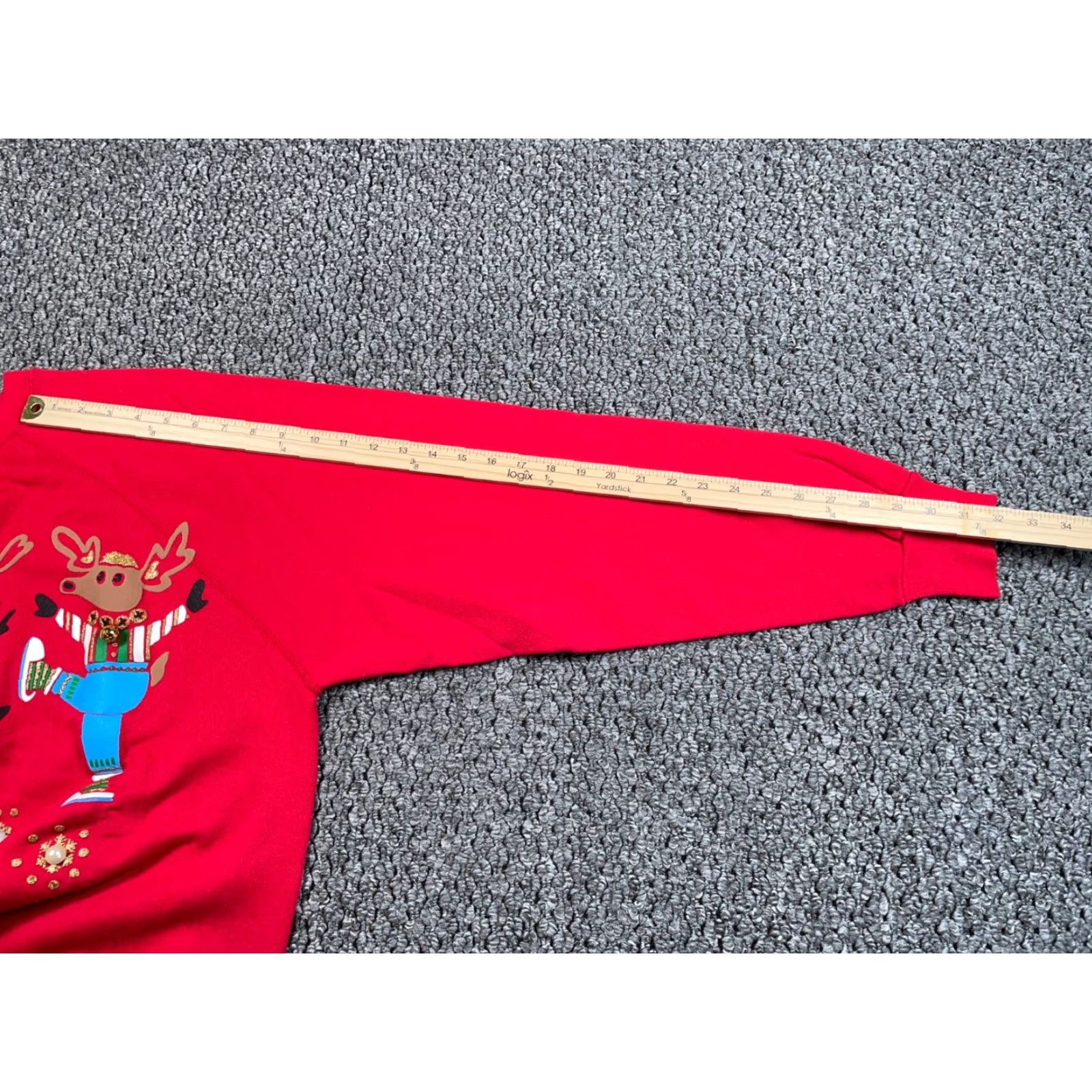 Vintage Vintage VTG 90s EZL Dancing Reindeer Sweatshirt Adult OS XL Red 50-50 Raglan 1991 Size XL / US 12-14 / IT 48-50 - 7 Thumbnail