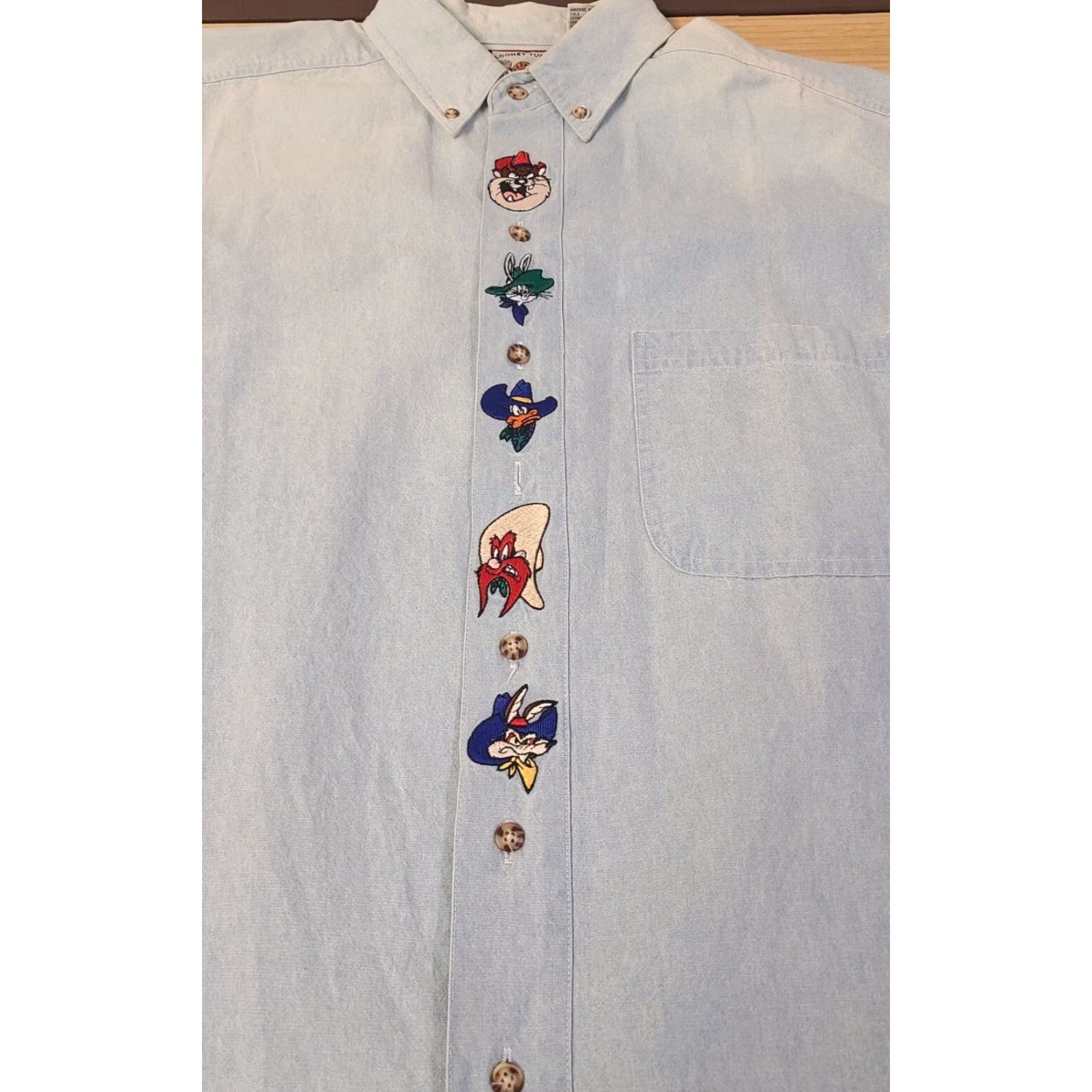Denime VINTAGE Warner Brothers Looney Tunes Denim Button-Down Shirt M Blue Men Western 90s Accessories Embroidered Button-Up Size US M / EU 48-50 / 2 - 2 Thumbnail