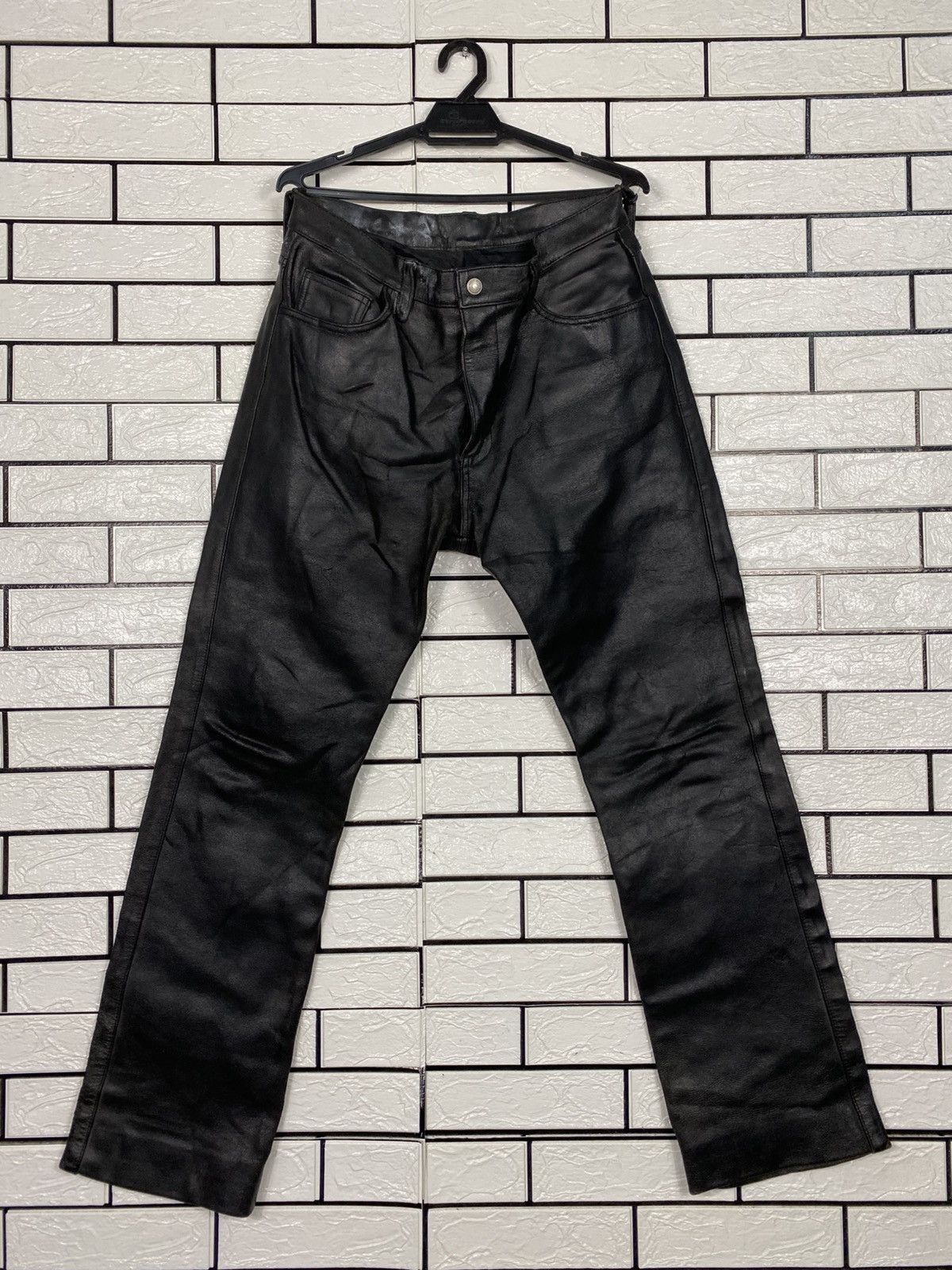 Japanese Brand Vintage Leather Pants Racing Wear Issey Miyake Size US 28 / EU 44 - 2 Thumbnail