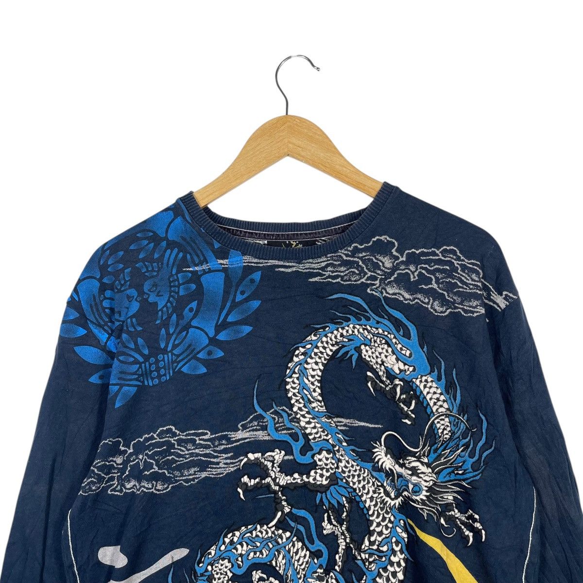 Vintage Senbu Japanese Dragon Long Sleeve Shirt Navy Y2K Tattoo Size US L / EU 52-54 / 3 - 2 Thumbnail