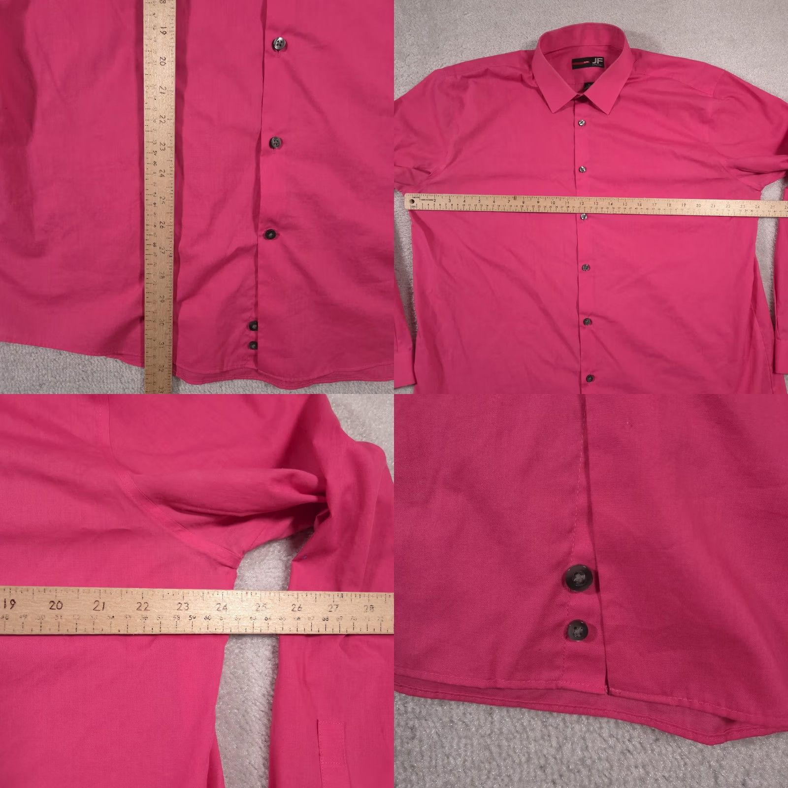 Vintage J Ferrar Shirt Mens XL Pink Slim Fit Button Down Long Sleeve Dress Shirt Modern Size 46R - 8 Thumbnail