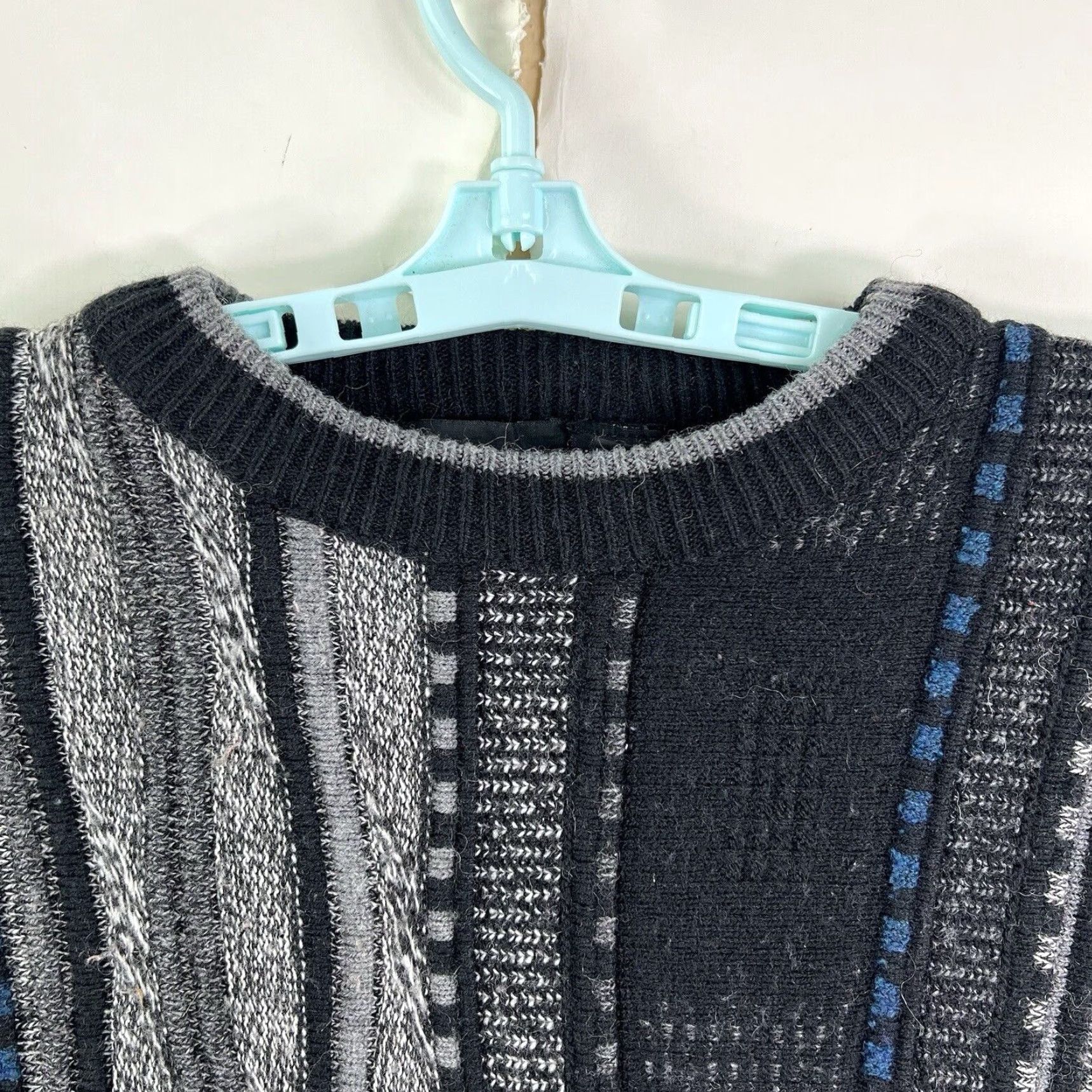 Vintage VINTAGE Grafico Italia Wool Blend Chunky-Knit Sweater Mens XL Black Geometric 80s 90s Size US XL / EU 56 / 4 - 3 Thumbnail