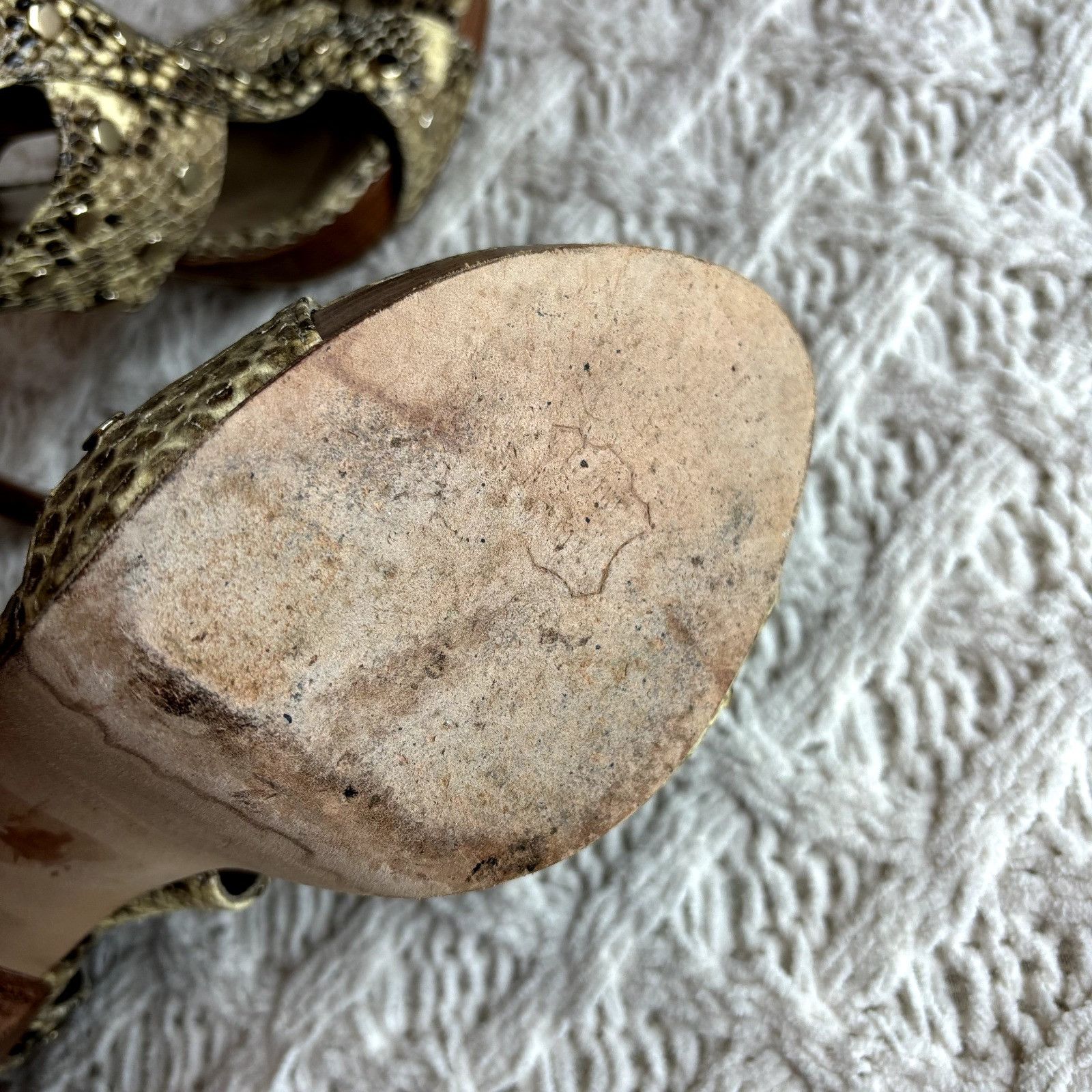 Stuart Weitzman Stuart Weitzman Snake Print Leather Platform Studded Zip-Cag Size US 8.5 / IT 38.5 - 9 Thumbnail