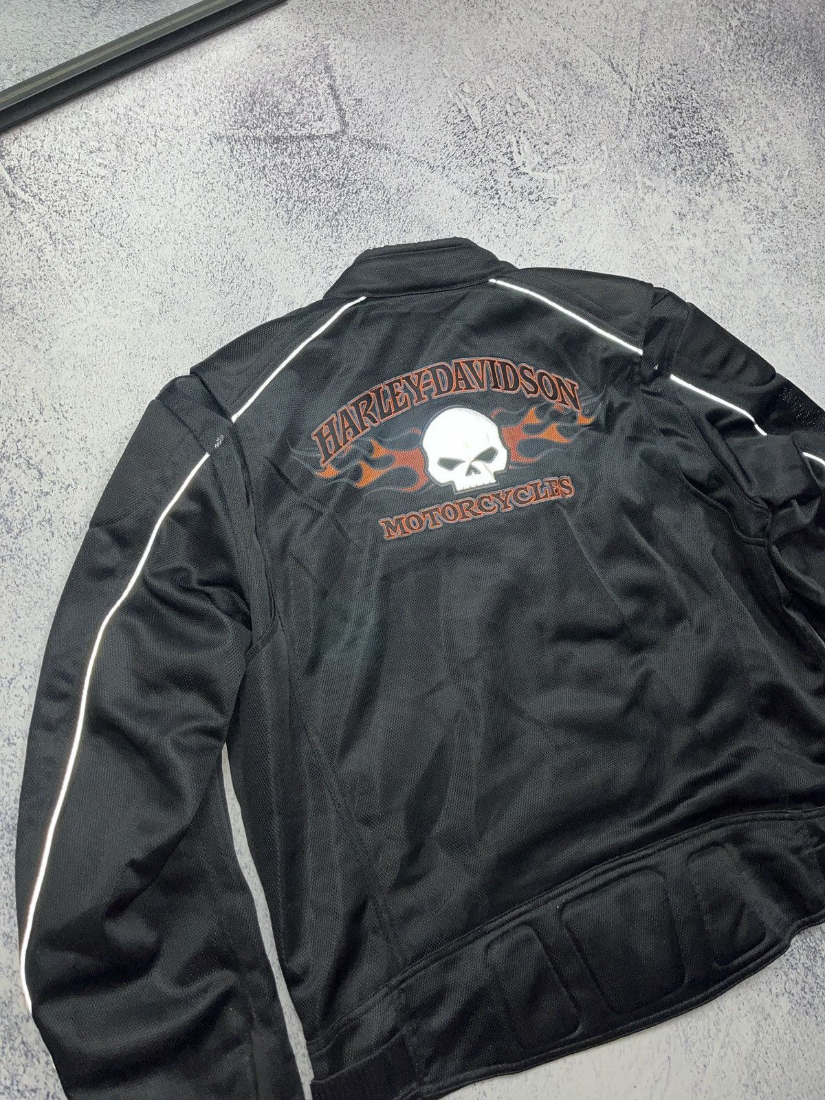 Harley Davidson Flames Harley Davidson Biker Motorcycle Jacket Big Logo Rare Size US L / EU 52-54 / 3 - 14 Thumbnail