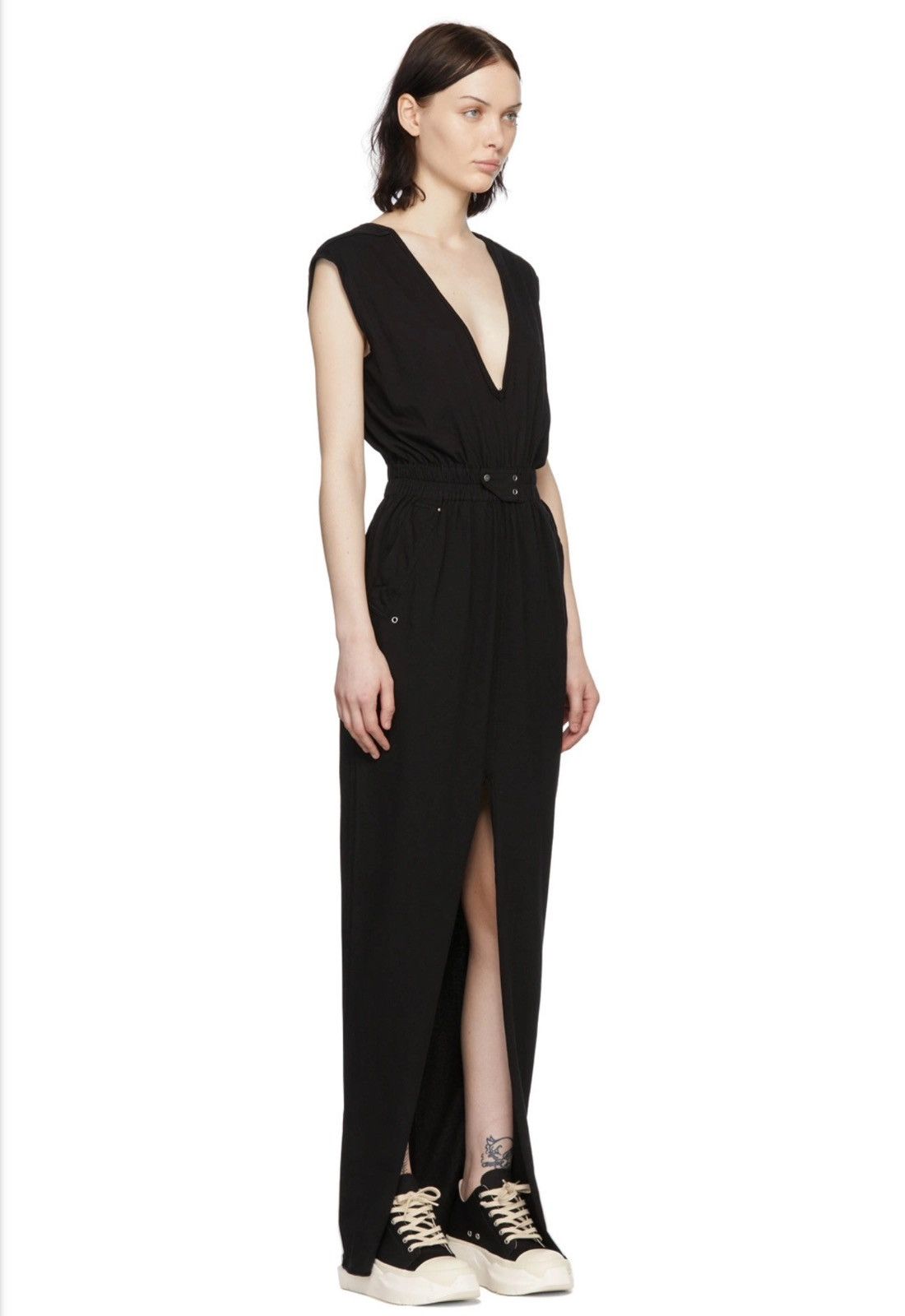 Rick Owens × Rick Owens Drkshdw Rick Owens Drkshdw Black Phleg Cotton Jersey Long Dress Size S / US 4 / IT 40 - 2 Thumbnail