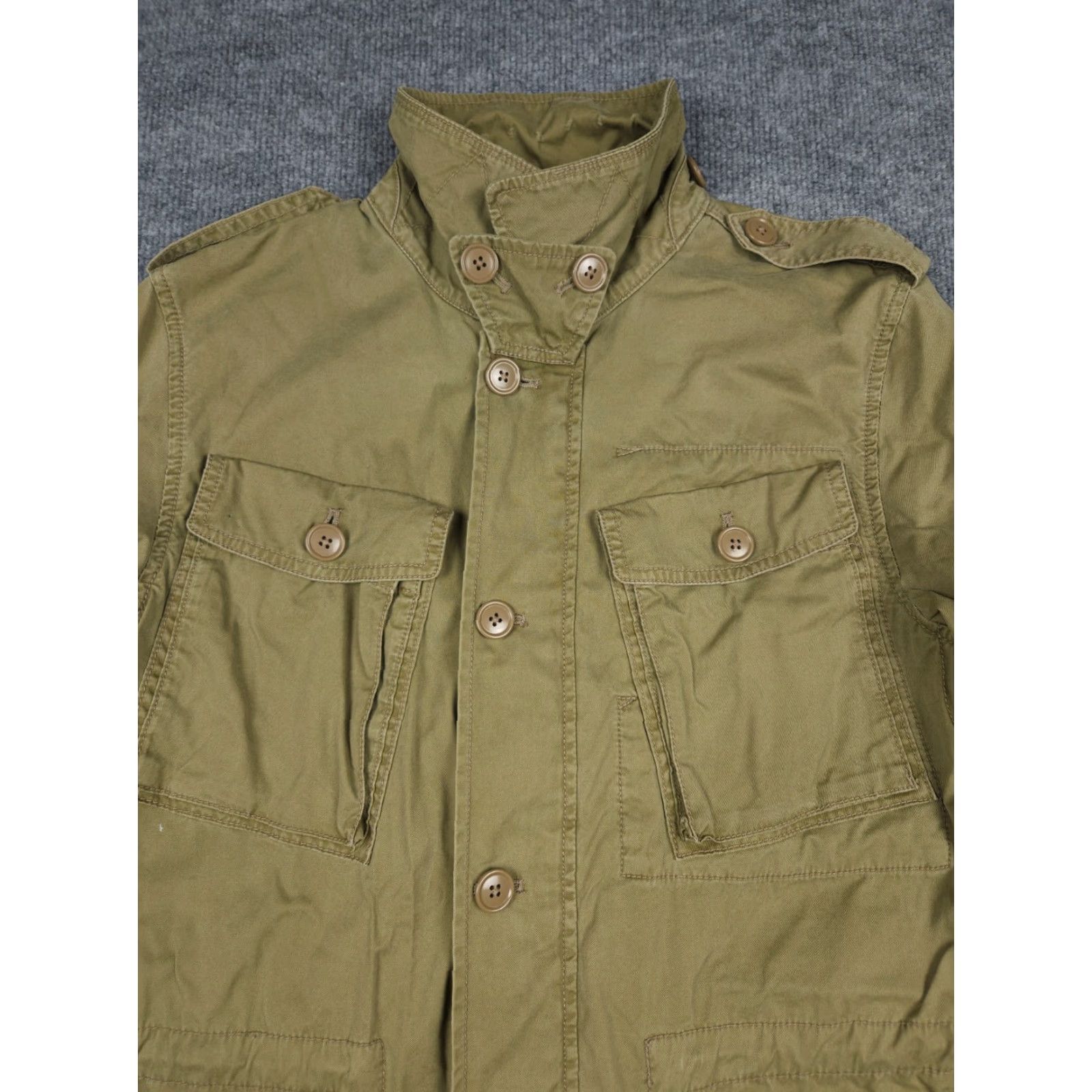 J.Crew VINTAGE J.CREW Canvas Chore Coat Womens Large Green Boyfriend Fatigue Pockets Military Jacket Size L / US 10 / IT 46 - 2 Thumbnail