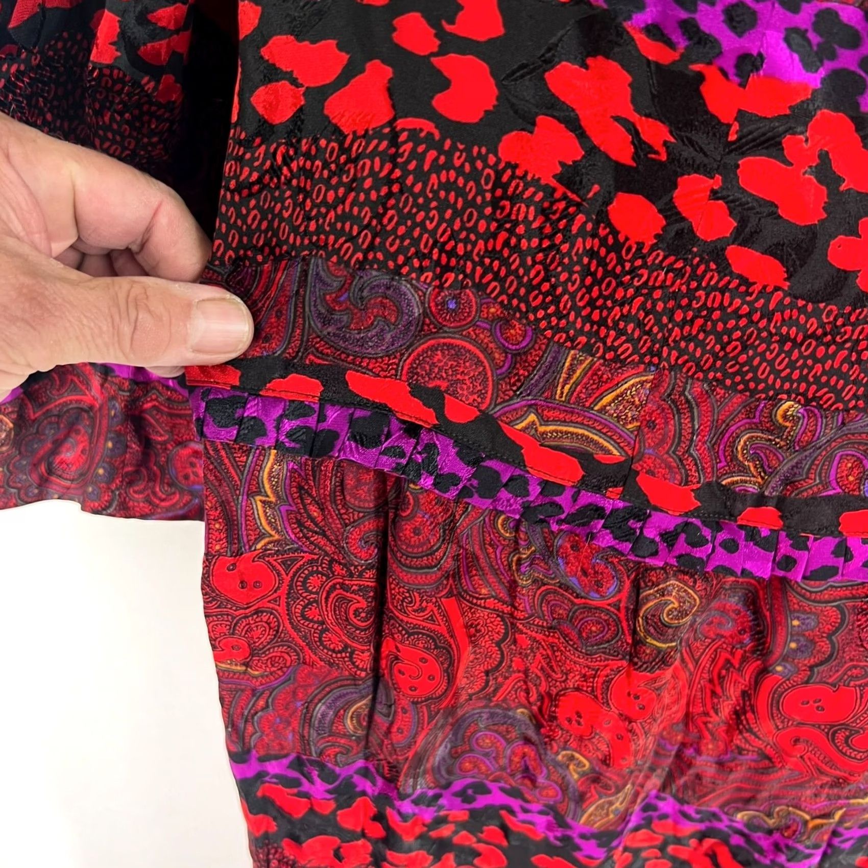 Louis Feraud VINTAGE Louis Feraud Dress Women's 14 Red Geometric Lined Silk 100% 80s Germany Size XL / US 12-14 / IT 48-50 - 5 Thumbnail