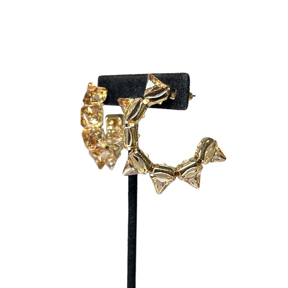 Swarovski Swarovski Ortyx hoop earrings Pyramid cut, Gold tone, Size ONE SIZE - 5 Thumbnail