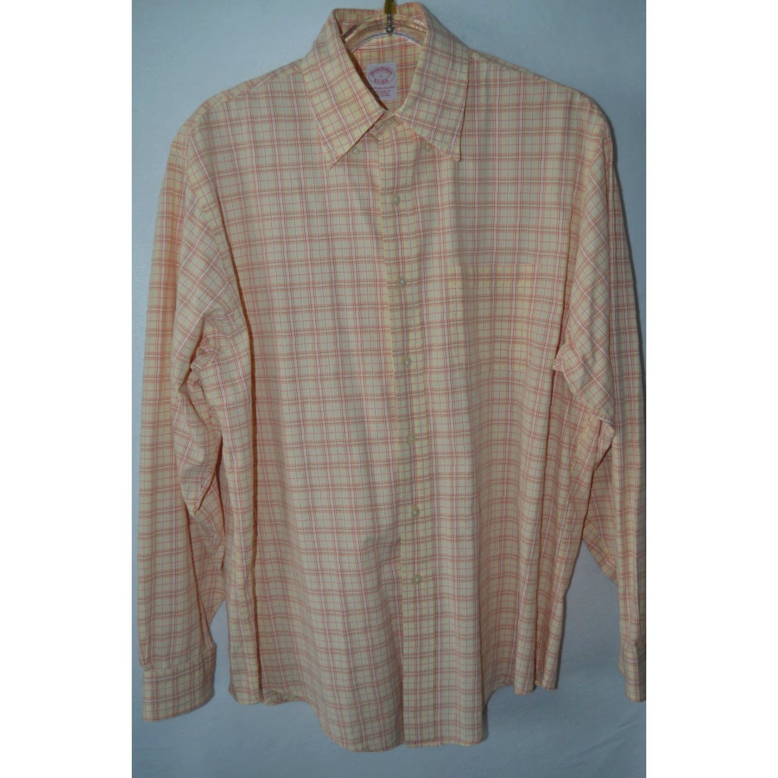 Brooks Brothers Brooks Brothers Shirt L Orange Plaid Cotton Long Sleeve Button-Down Collar Mens Dress Shirt Traditional Fit Size US L / EU 52-54 / 3 - 2 Thumbnail
