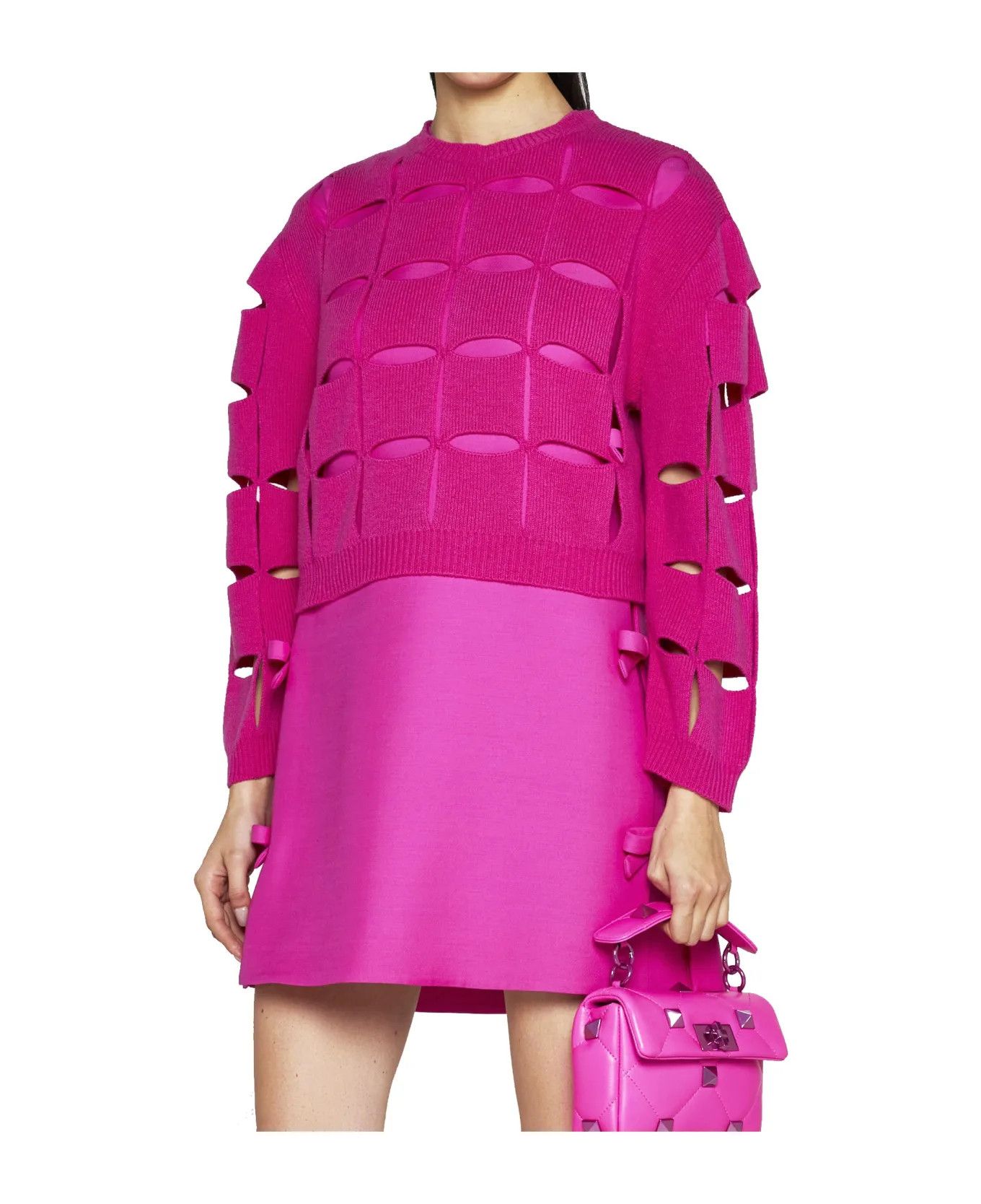 Valentino o1y0326 Crewneck Sweater in Fuchsia Size S / US 4 / IT 40 - 2 Thumbnail
