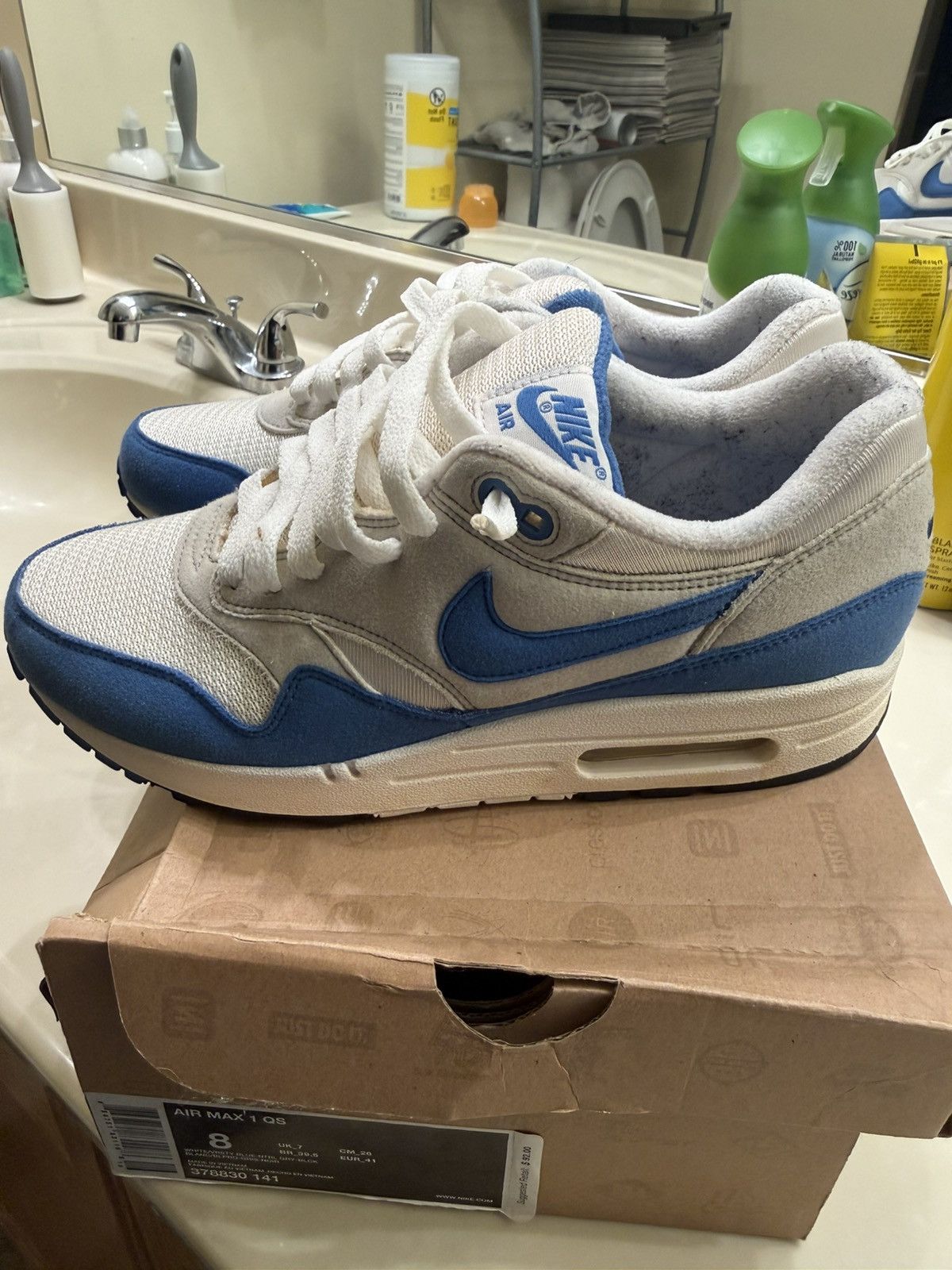 Nike Nike air max 1 qs white varsity blue size 8 2009 Size US 8 / EU 41 - 2 Thumbnail