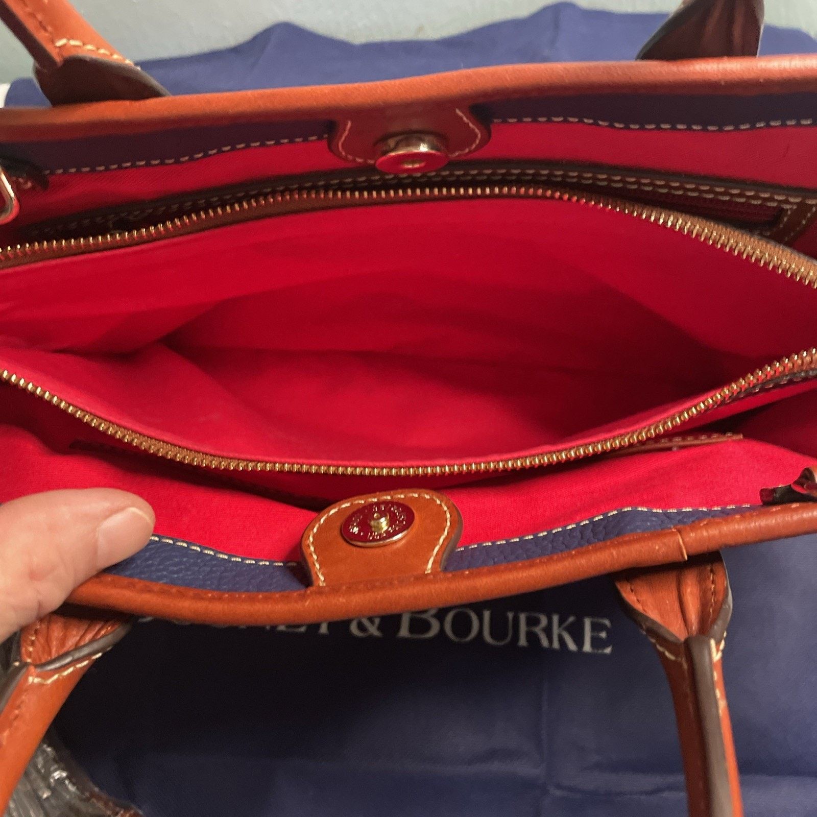 Dooney & Bourke Dooney & Bourke Pebble Grain Brenna Leather in Blue/Brown Size ONE SIZE - 13 Thumbnail