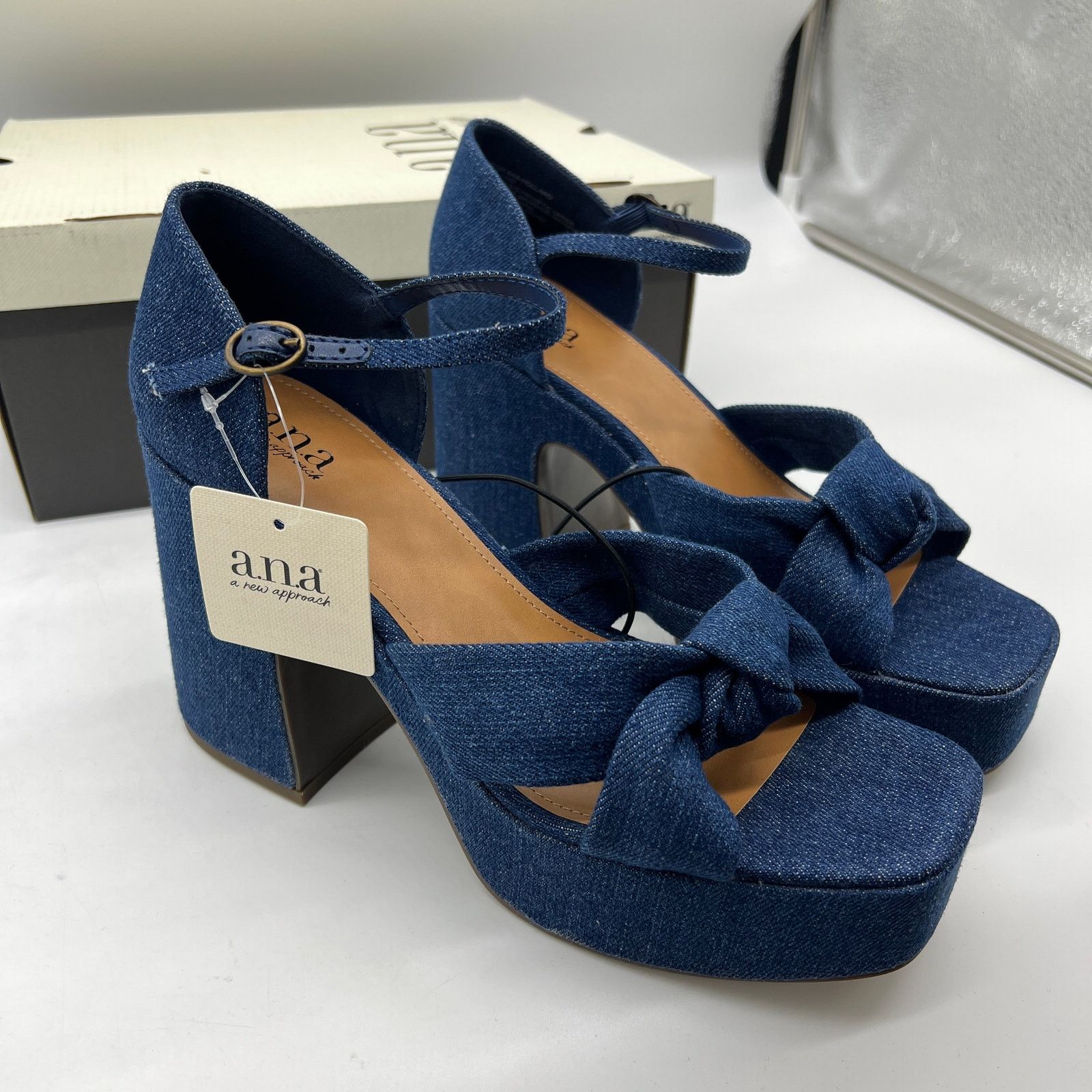Other a.n.a Womens Holland Heeled Sandals Denim Platform Size US 9.5 / IT 39.5 - 6 Thumbnail