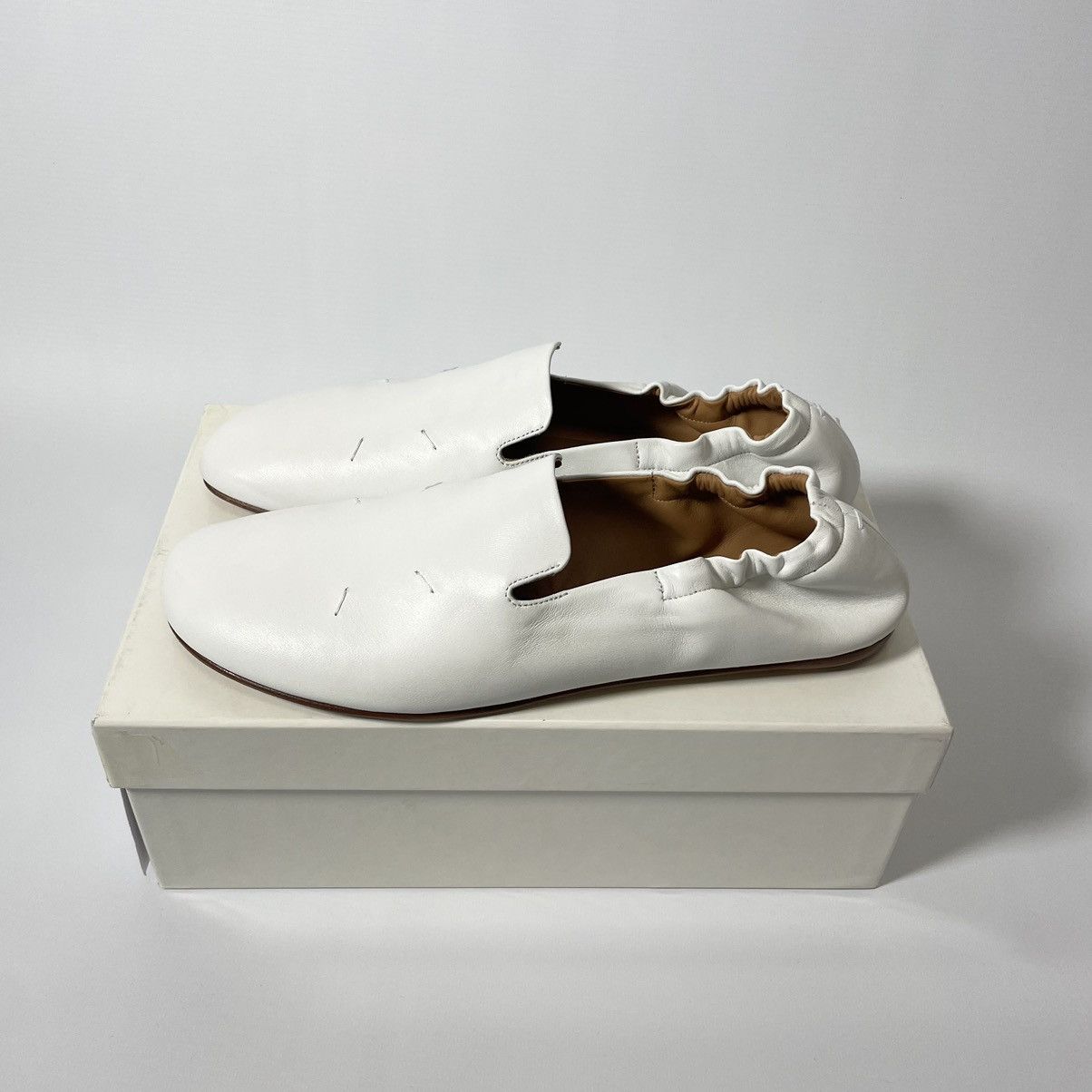 Maison Margiela S/S 21 White Leather Ballet Pump Loafers Size US 10 / IT 40 - 17 Thumbnail