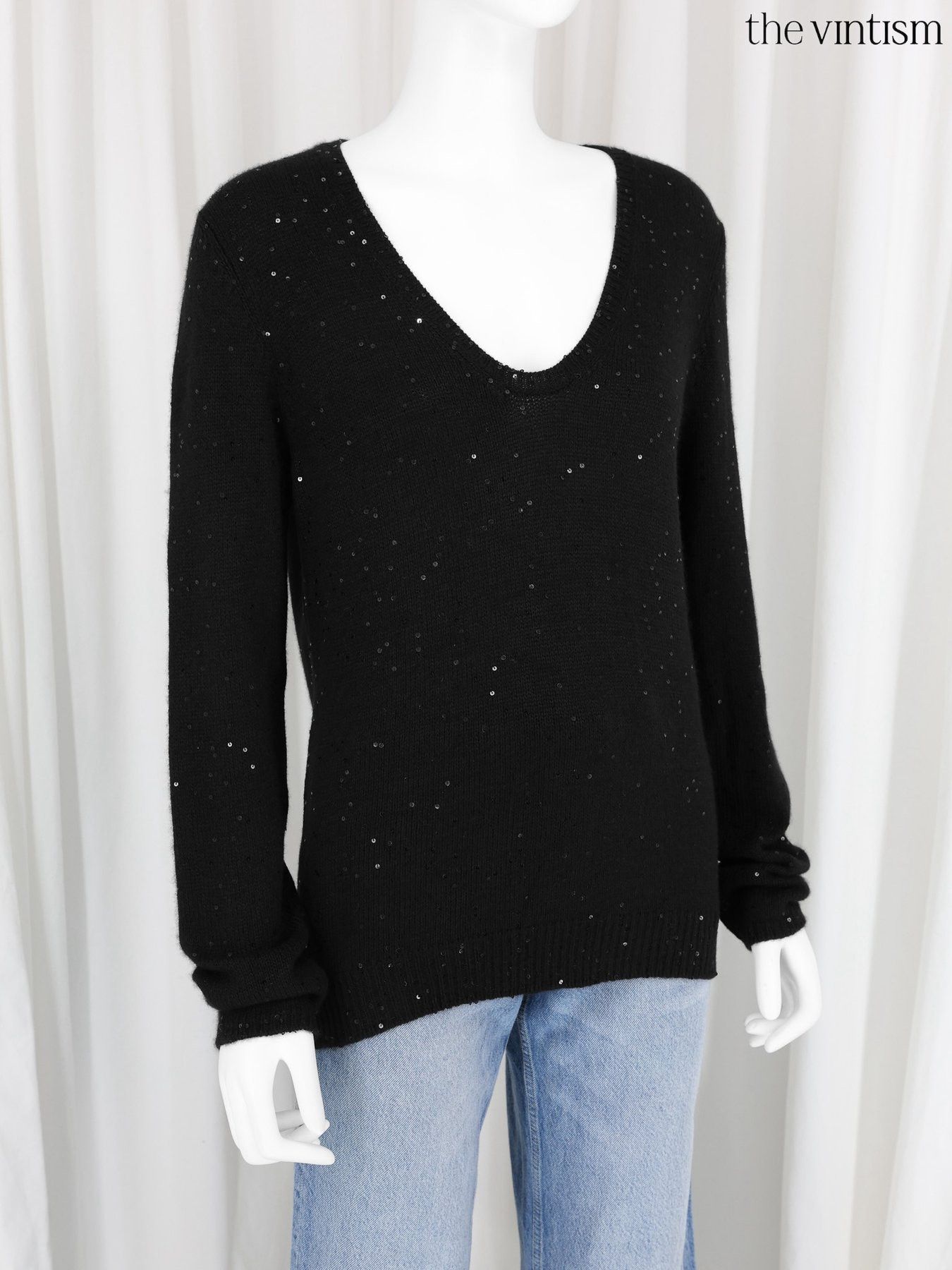 Brunello Cucinelli Brunello Cucinelli Cashmere & Silk Sequined V-Neck Sweater Size XXL / US 16-18 / IT 52-54 - 2 Thumbnail