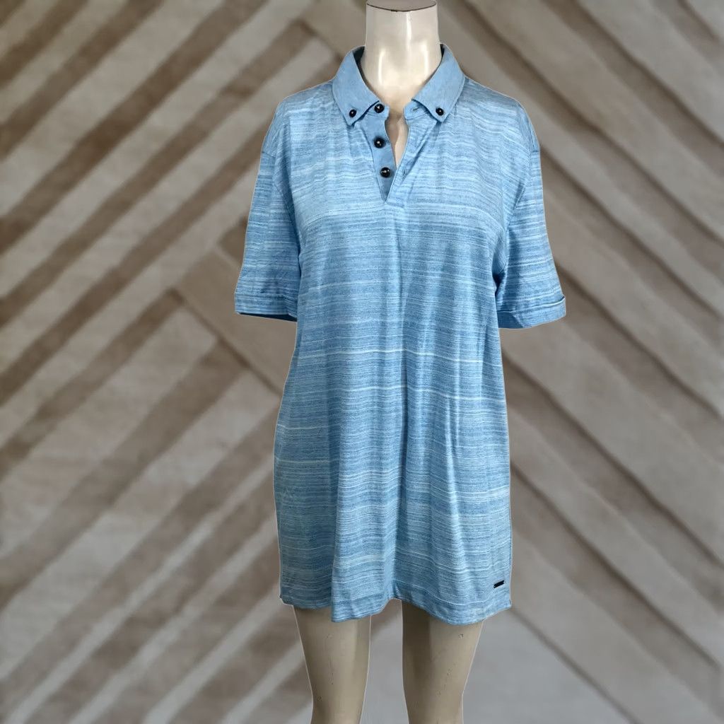 Hugo Boss VINTAGE? No. Hugo Boss Pelham 03 Polo Shirt Slim Fit Light Blue Space Dye Jersey Mens XL NEW Size US XL / EU 56 / 4 - 1 Thumbnail
