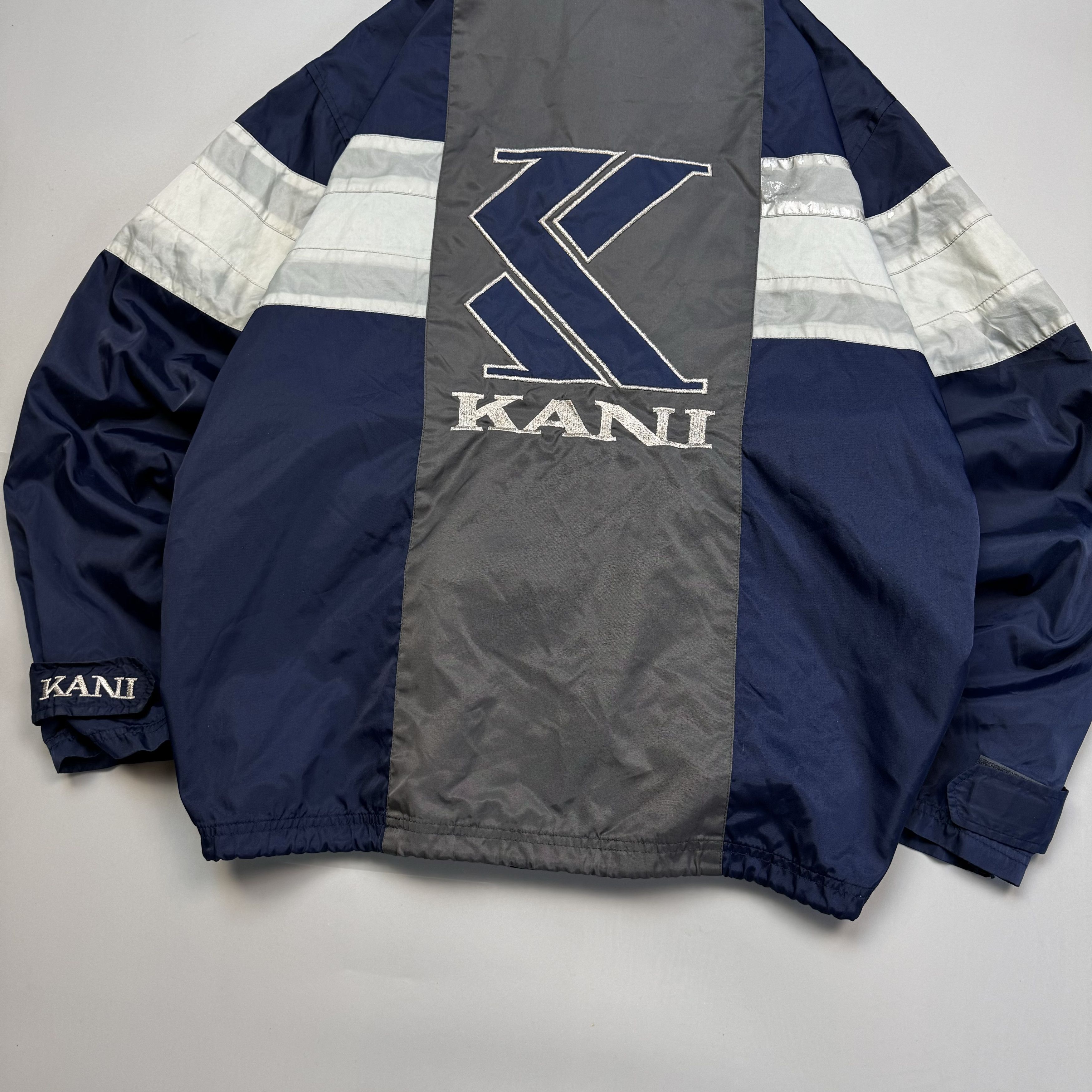 KARL KANI VINTAGE NYLON ZIP JACKET BIG LOGO REFLECTIVE