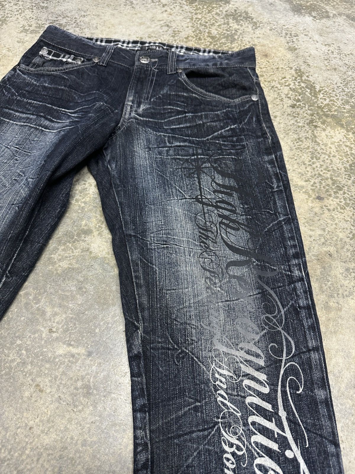 If Six Was Nine × Japanese Brand Vintage Wild Life Denim Clawmark Distressed Washed Jean Size US 33 - 8 Thumbnail