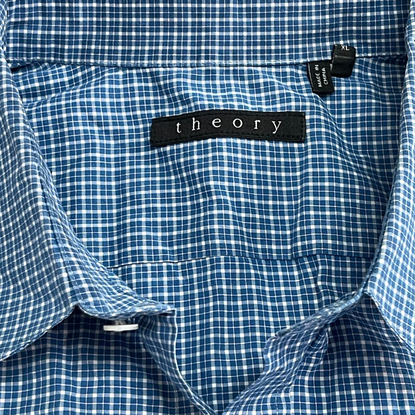 Theory Theory Blue Plaid Button-Up Shirt XL Long Sleeve Cotton Casual Mens Size US XL / EU 56 / 4 - 3 Thumbnail