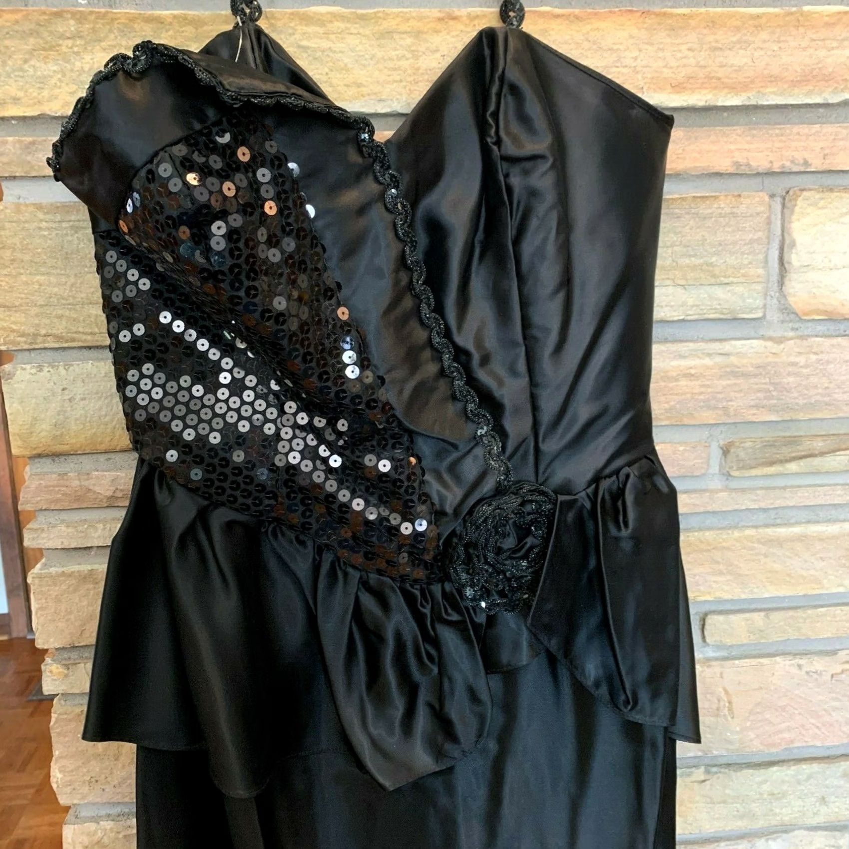 Vintage VINTAGE Alfred Angelo FLIRTATIONS Black Sequin Prom Maxi Gown Dress 7/8 Womens Size M / US 6-8 / IT 42-44 - 2 Thumbnail