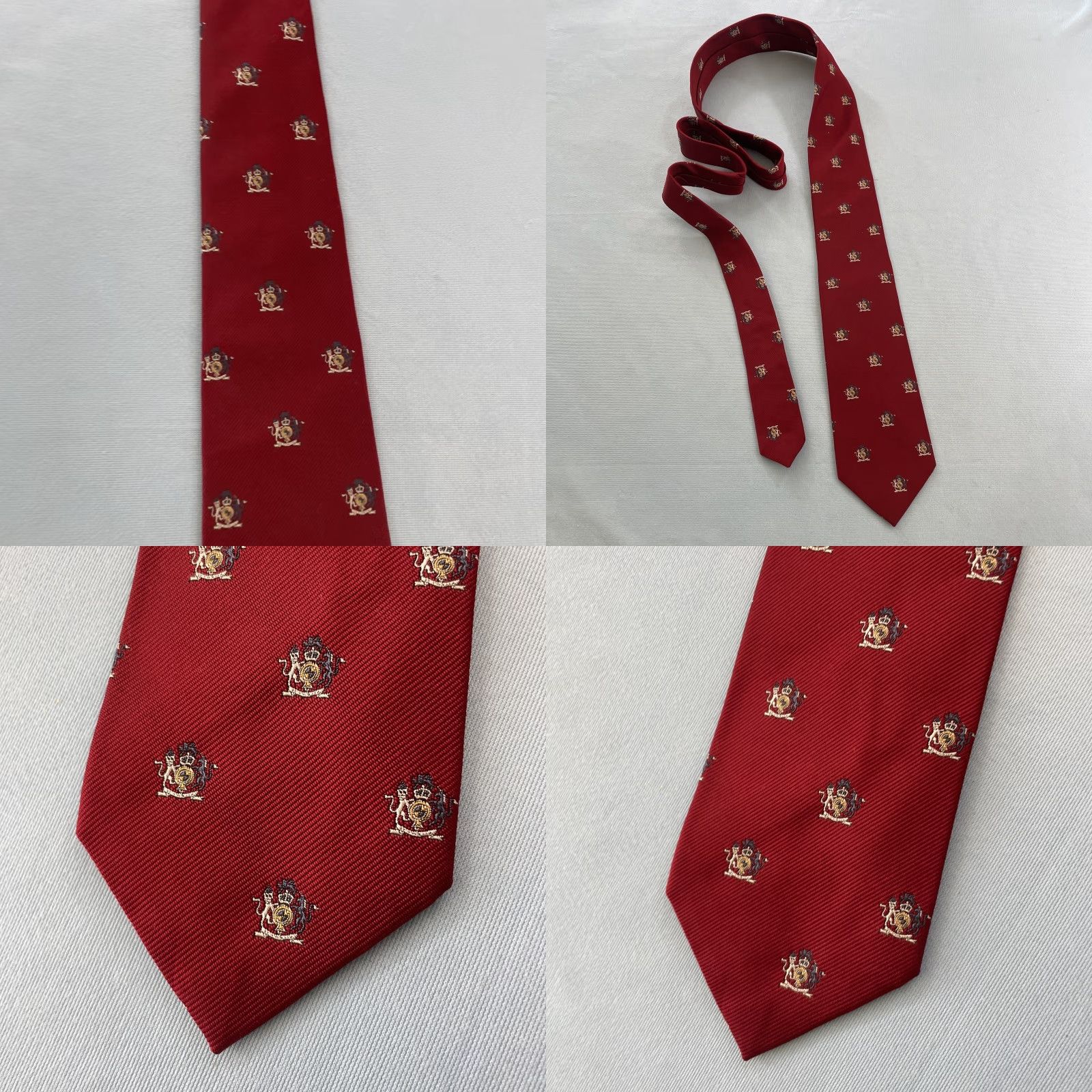 Vintage St. Clair's vtg Necktie Clubs English Woven Silk Poly Tie Unicorn Crest Red 3x57 Size ONE SIZE - 11 Thumbnail