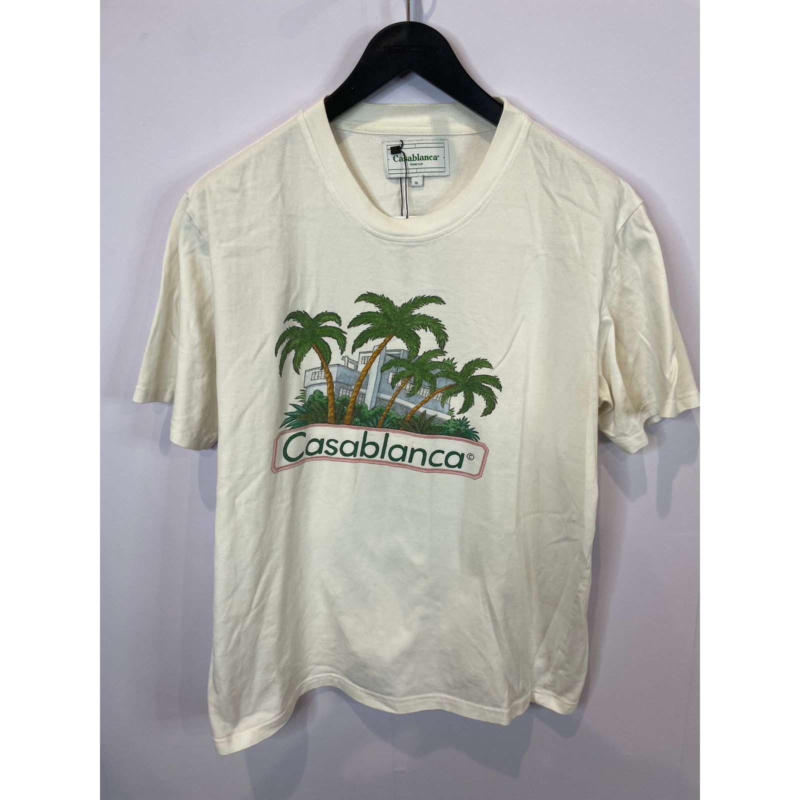 Casablanca Tee White Palm Pink Used XL