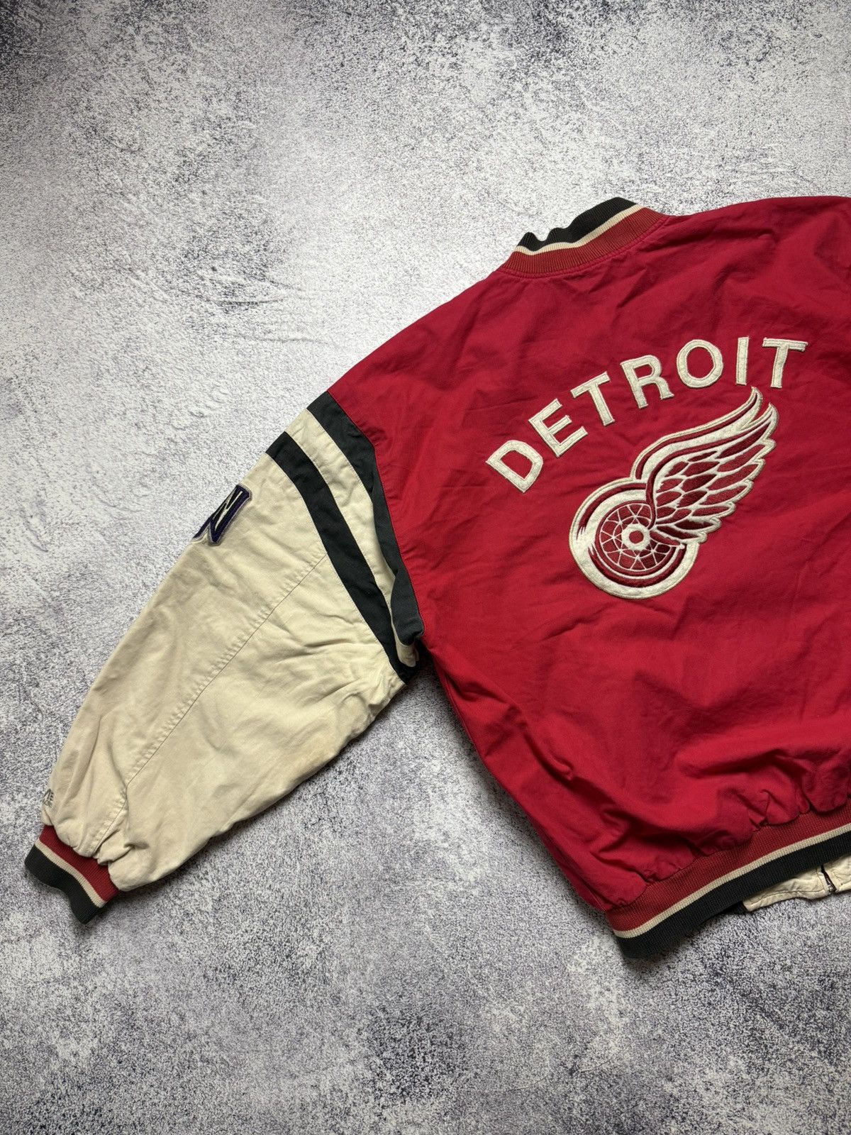 NHL Vintage 90s Mirage NHL Red Wings Detroit Bomber Jacket Rare Size US XL / EU 56 / 4 - 21 Thumbnail