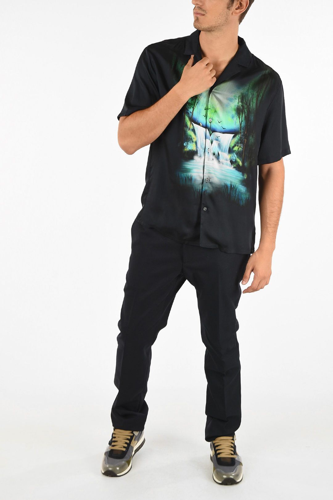 Off-White o1tko10825 Printed Satin Shirt in Multicolor Size US M / EU 48-50 / 2 - 4 Thumbnail
