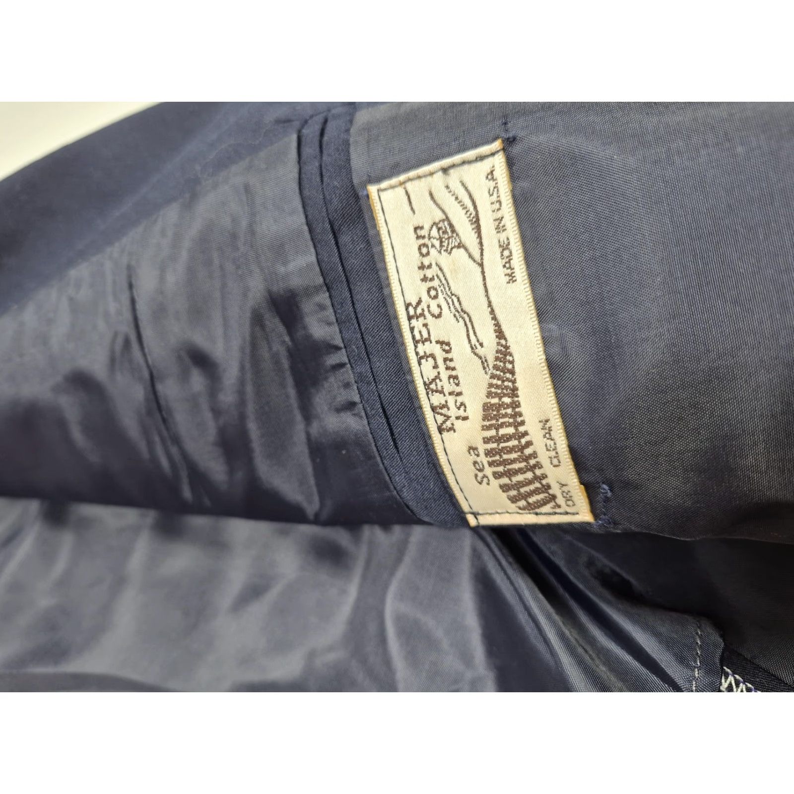 Maje Majer Sport Coat Mens 44 Blue Sea Island Cotton 2 Button Single-Breasted Blazer Jacket USA Size 44R - 4 Thumbnail