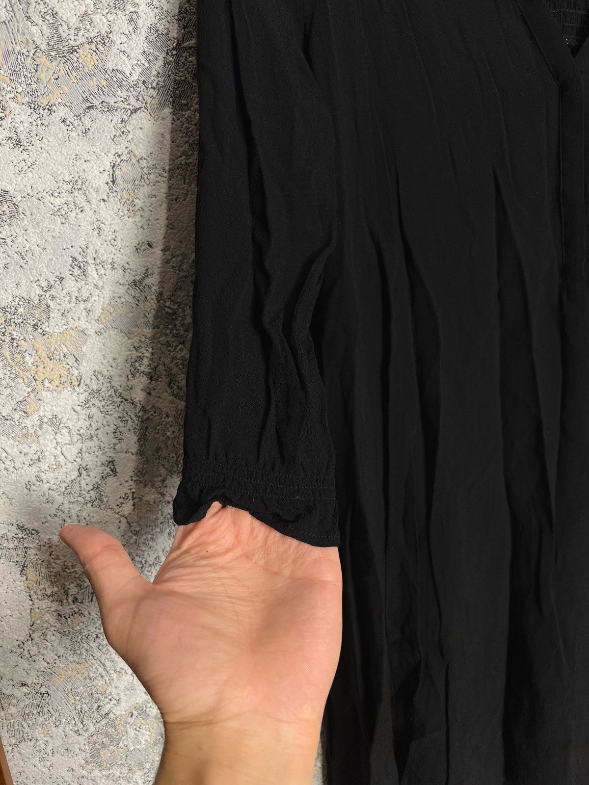 Designer × ba&sh Ba&sh Black V-Neck Blouson 3/4 Sleeve Tunic Mesh Dress Size1 Size XS / US 0-2 / IT 36-38 - 2 Thumbnail