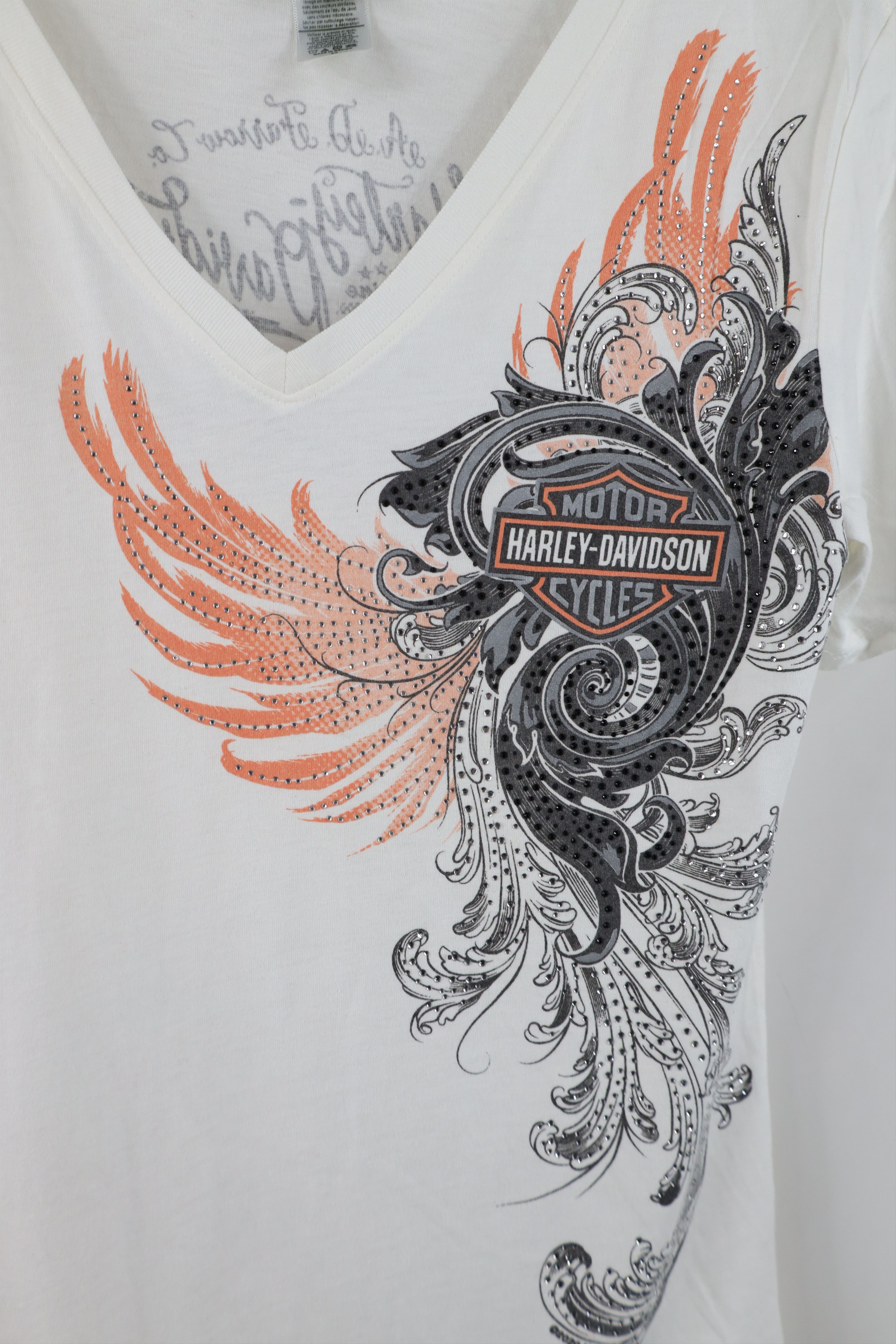 Harley Davidson Y2K Harley Davidson Sequin V-Neck Short Sleeve T-Shirt Size M / US 6-8 / IT 42-44 - 5 Thumbnail