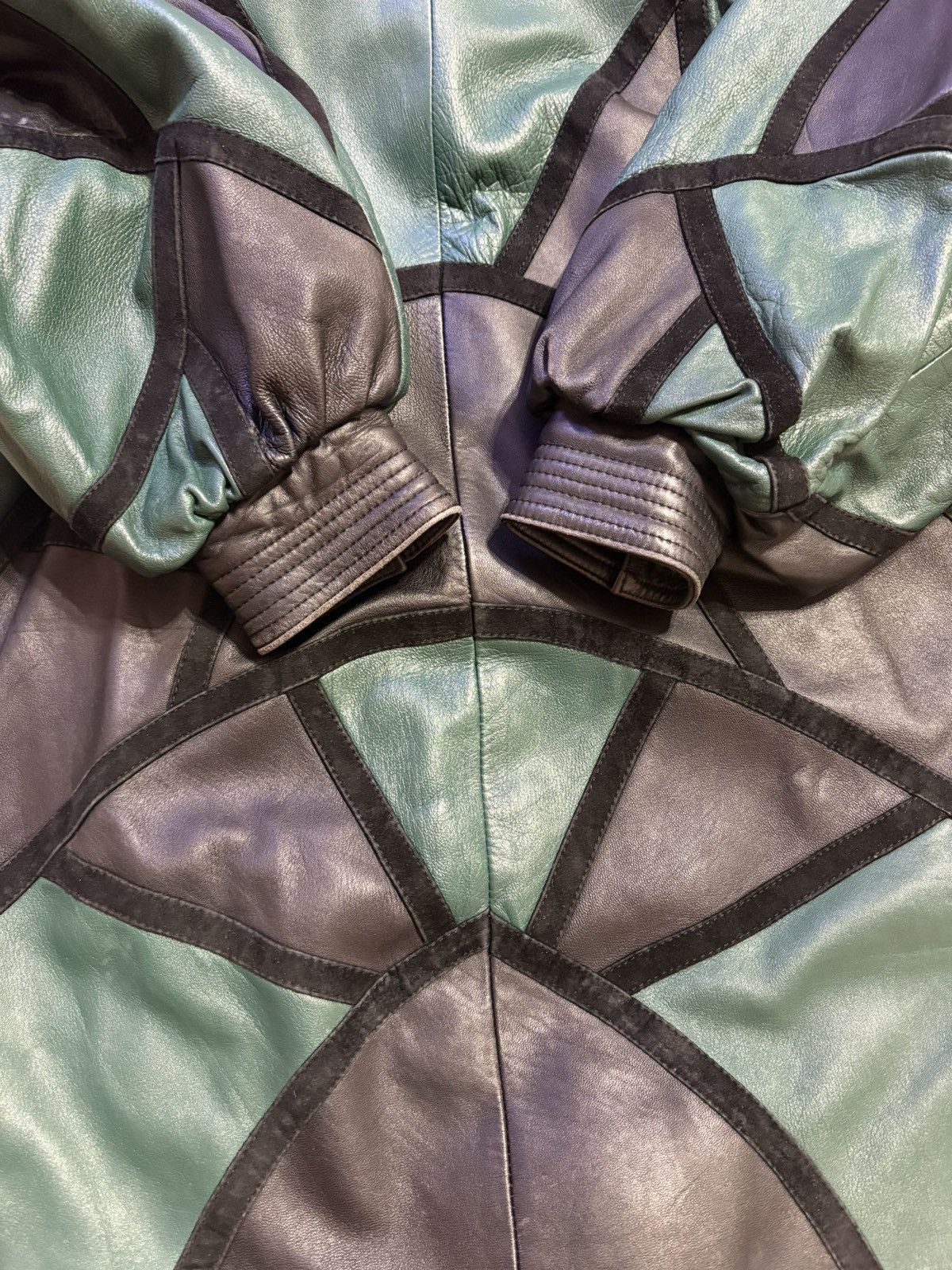 Other Vintage Patchwork Leather Batwing Jacket Rare 80s Size US M / EU 48-50 / 2 - 10 Thumbnail