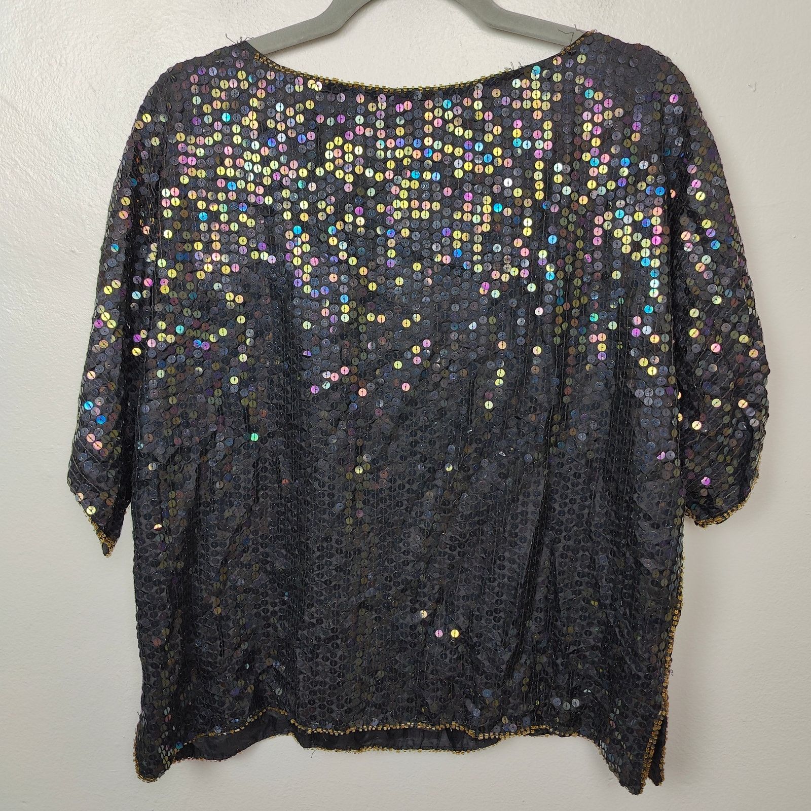 Other Vintage Jewel Queen Beaded Top Womens Small Black Sequin Size S / US 4 / IT 40 - 7 Thumbnail
