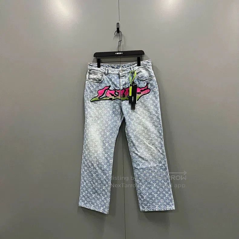 Louis Vuitton Louis Vuitton Logo Print Denim Pants. Size US 32 / EU 48 - 1 Thumbnail