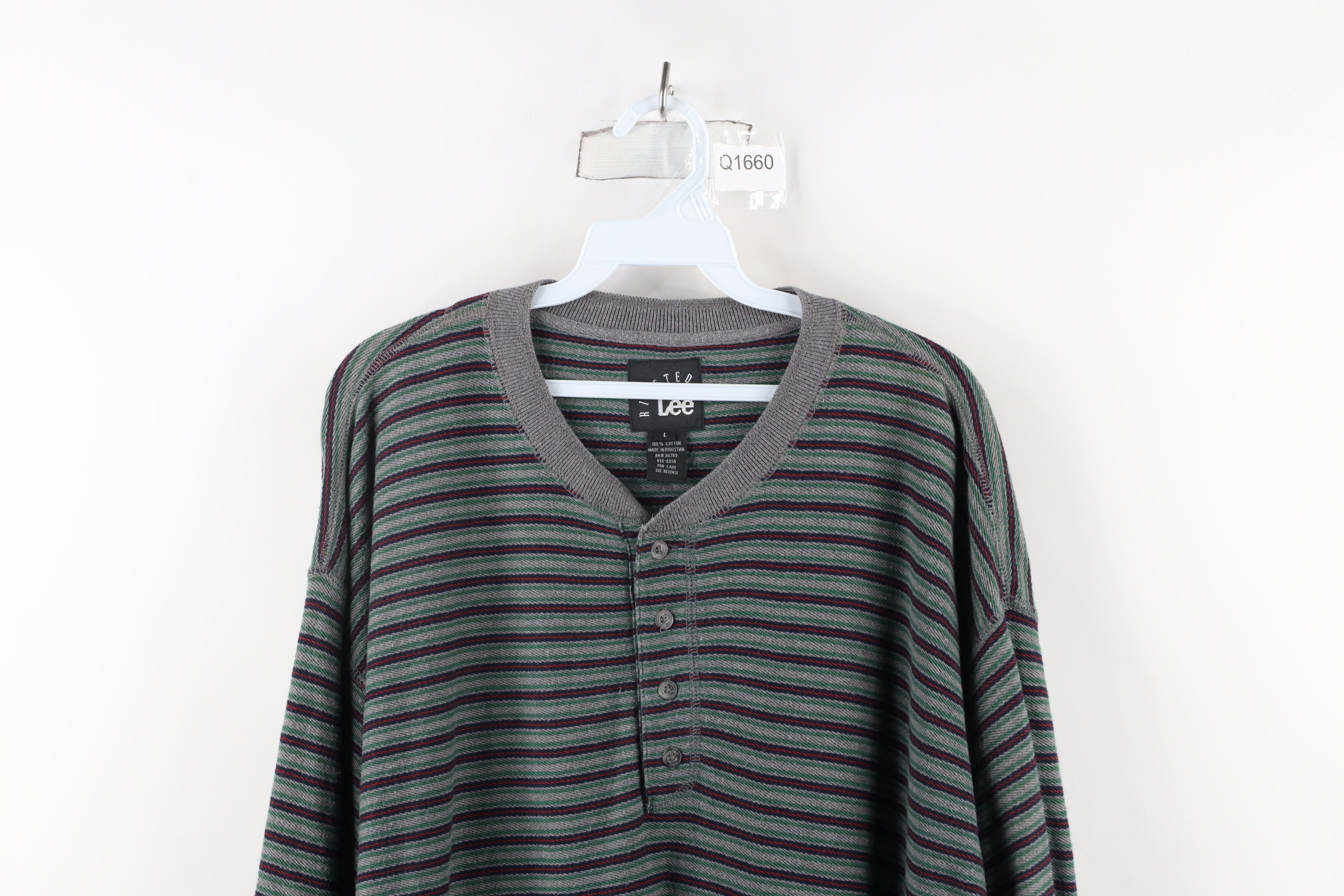 Lee × Vintage Vintage 90s Lee Riveted Knit Long Sleeve Henley T-Shirt Size US L / EU 52-54 / 3 - 2 Thumbnail