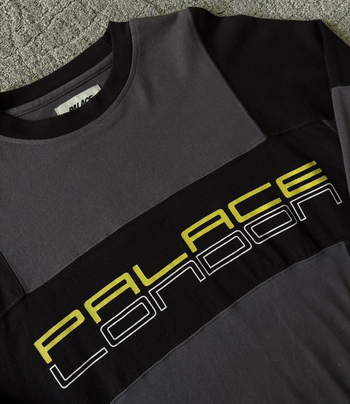 Palace Palace London Cut Mit Sew Crew Sweater 6 Black/ Gray/ Yellow Size US M / EU 48-50 / 2 - 2 Thumbnail