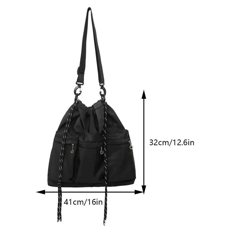 Japanese Brand Fashion hip hop large bucket bag shoulder bag unisex Size ONE SIZE - 8 Thumbnail