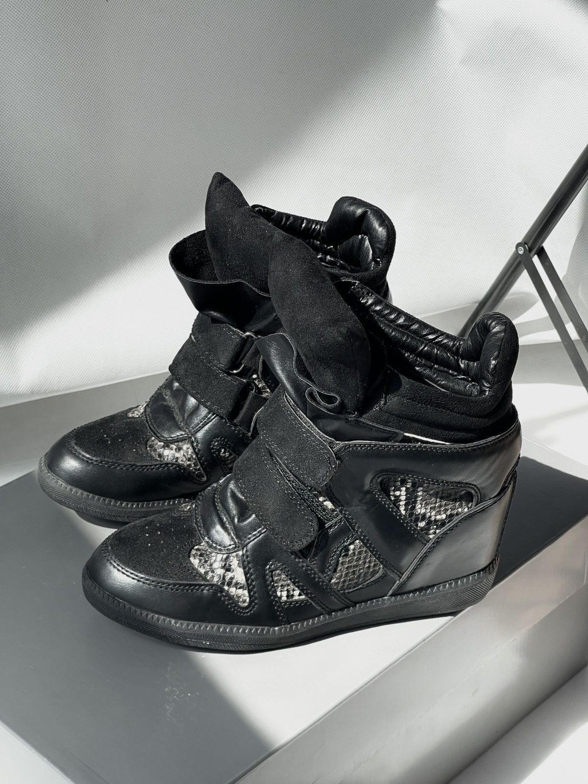 Japanese Brand Y2K Isabel Marant Style Sneakers Black Platform Avant-Garde Size US 7 / IT 37 - 1 Thumbnail