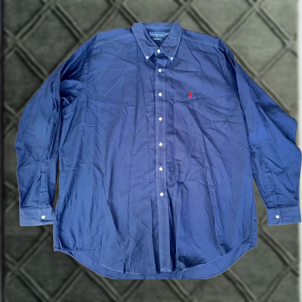 Ralph Lauren VINTAGE Ralph Lauren Oxford Button Down Shirt Blake Fit XL Blue White Embroidered Polo Bear Mens Button-Up Size US XL / EU 56 / 4 - 1 Thumbnail
