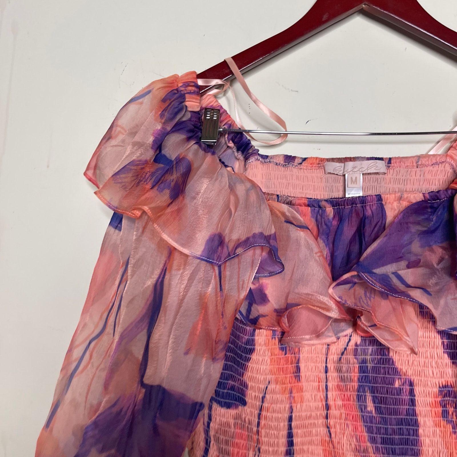 Hutch Hutch Ora Orange Floral smoked Top ballon long sleeves sz M Size M / US 6-8 / IT 42-44 - 4 Thumbnail