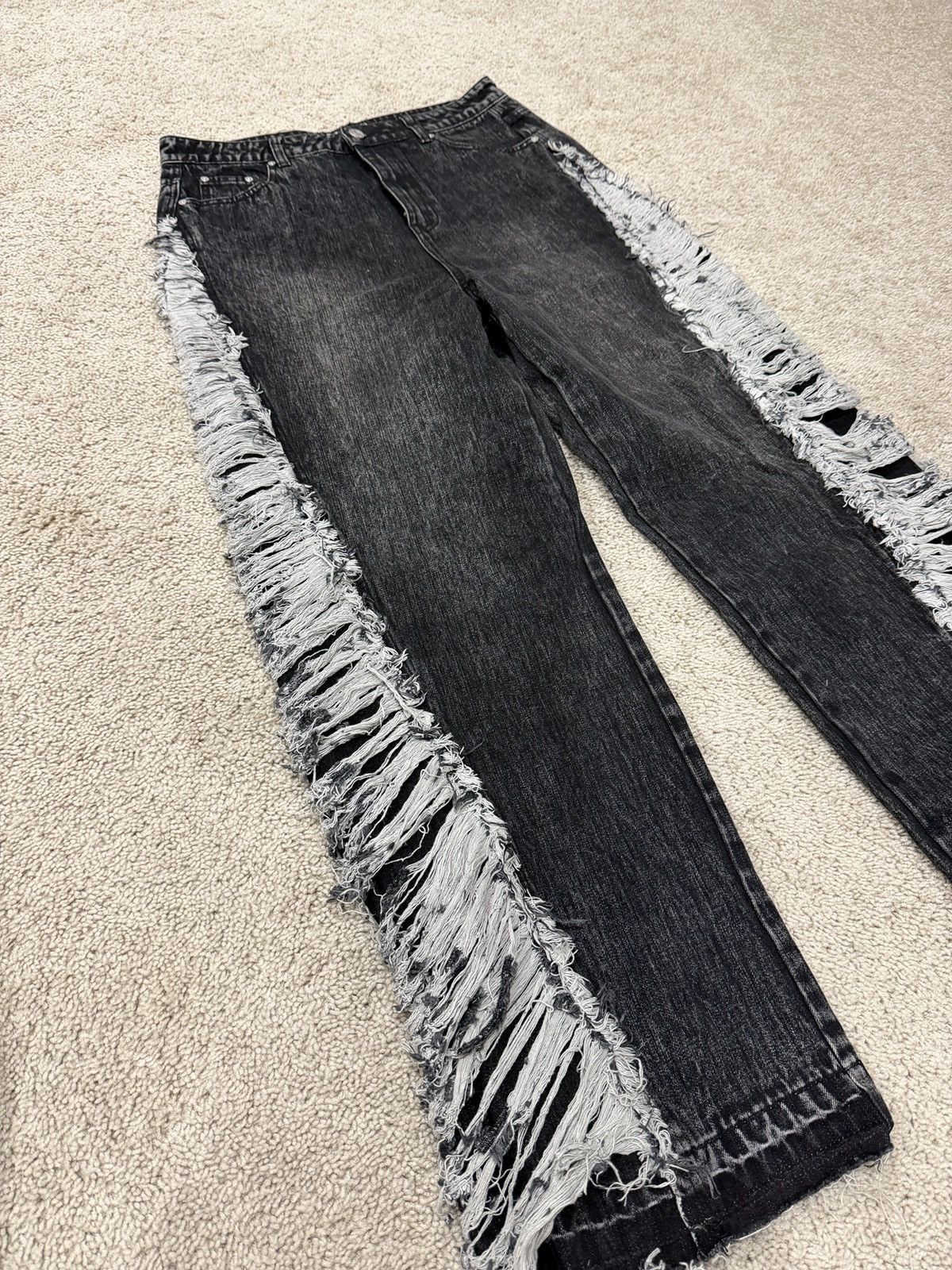 Other Black Wash Heavily Distressed Baggy Jeans Stolen Arts Size US 34 / EU 50 - 2 Thumbnail