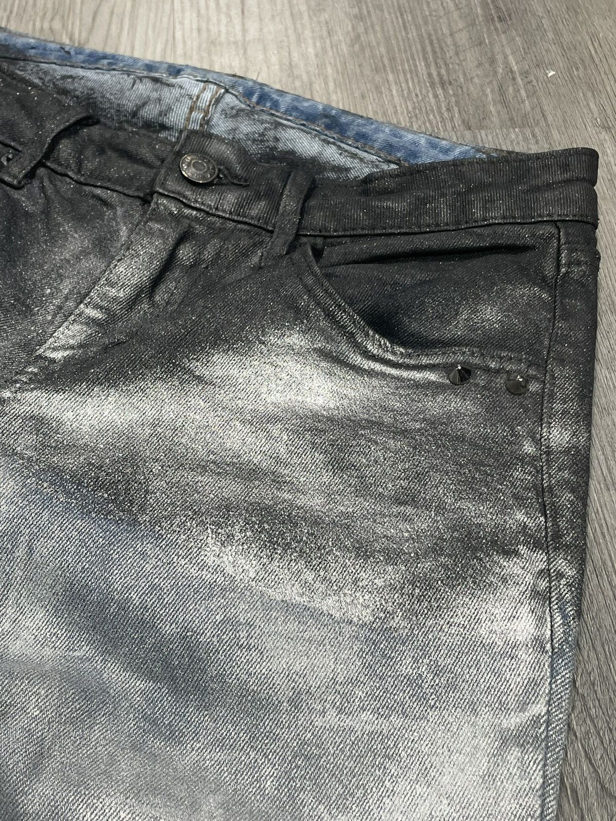 Other X3RLY Custom “Silver Gradient” Waxed Jeans Size US 29 - 4 Thumbnail
