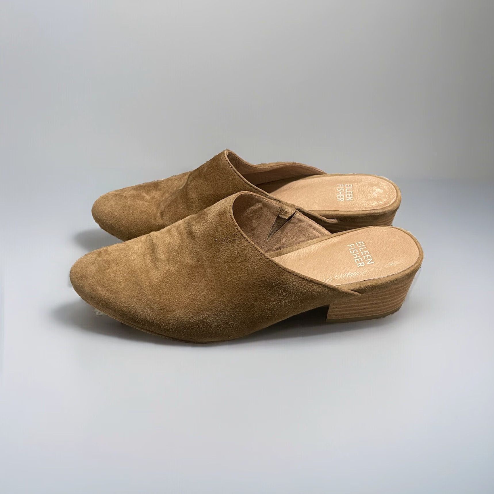 Eileen Fisher EILEEN FISHER Sylvia Suede Mule Clog Block Heels Brown Women Size 7.5 Size US 7.5 / IT 37.5 - 4 Thumbnail