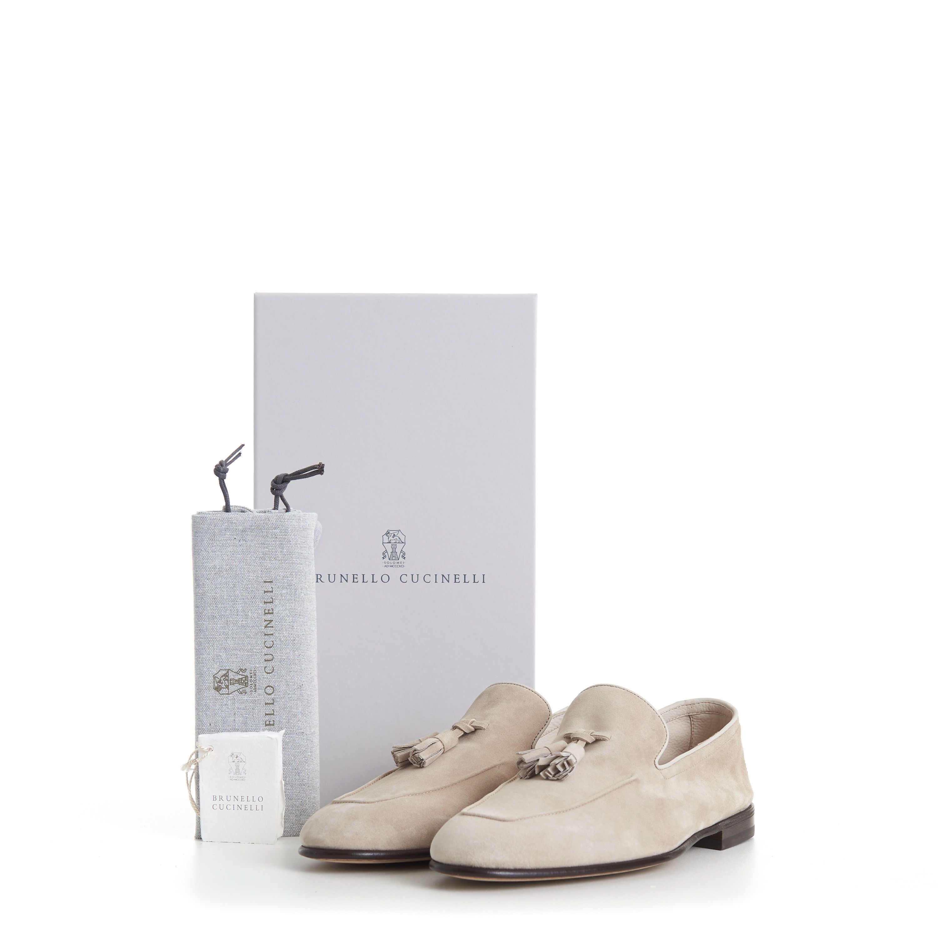 Brunello Cucinelli Sand Suede Unlined Loafers With Tassels Size US 10.5 / EU 43-44 - 11 Thumbnail