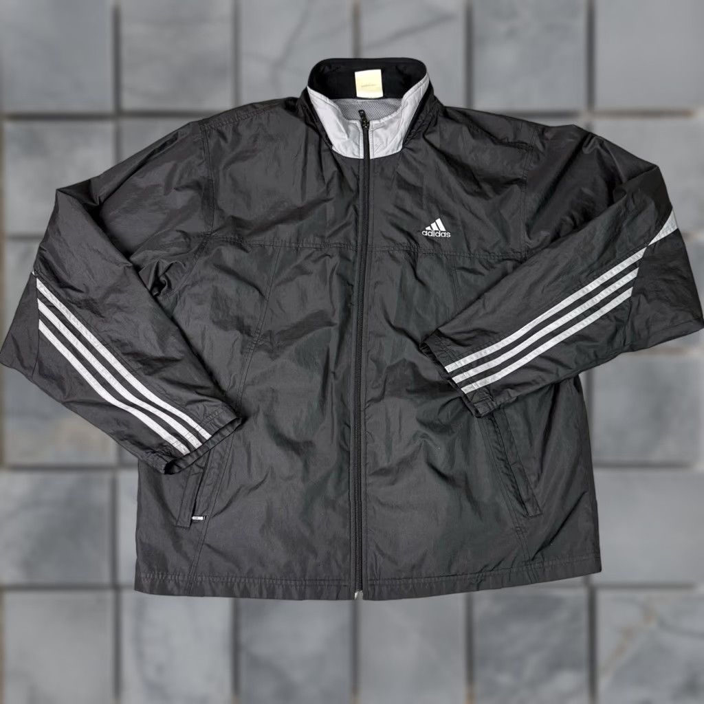 Adidas Adidas Jacket Mens L Black Essential Casual Workout 3 Stripes Track Full Zip Pockets All Seasons Size US L / EU 52-54 / 3 - 1 Thumbnail
