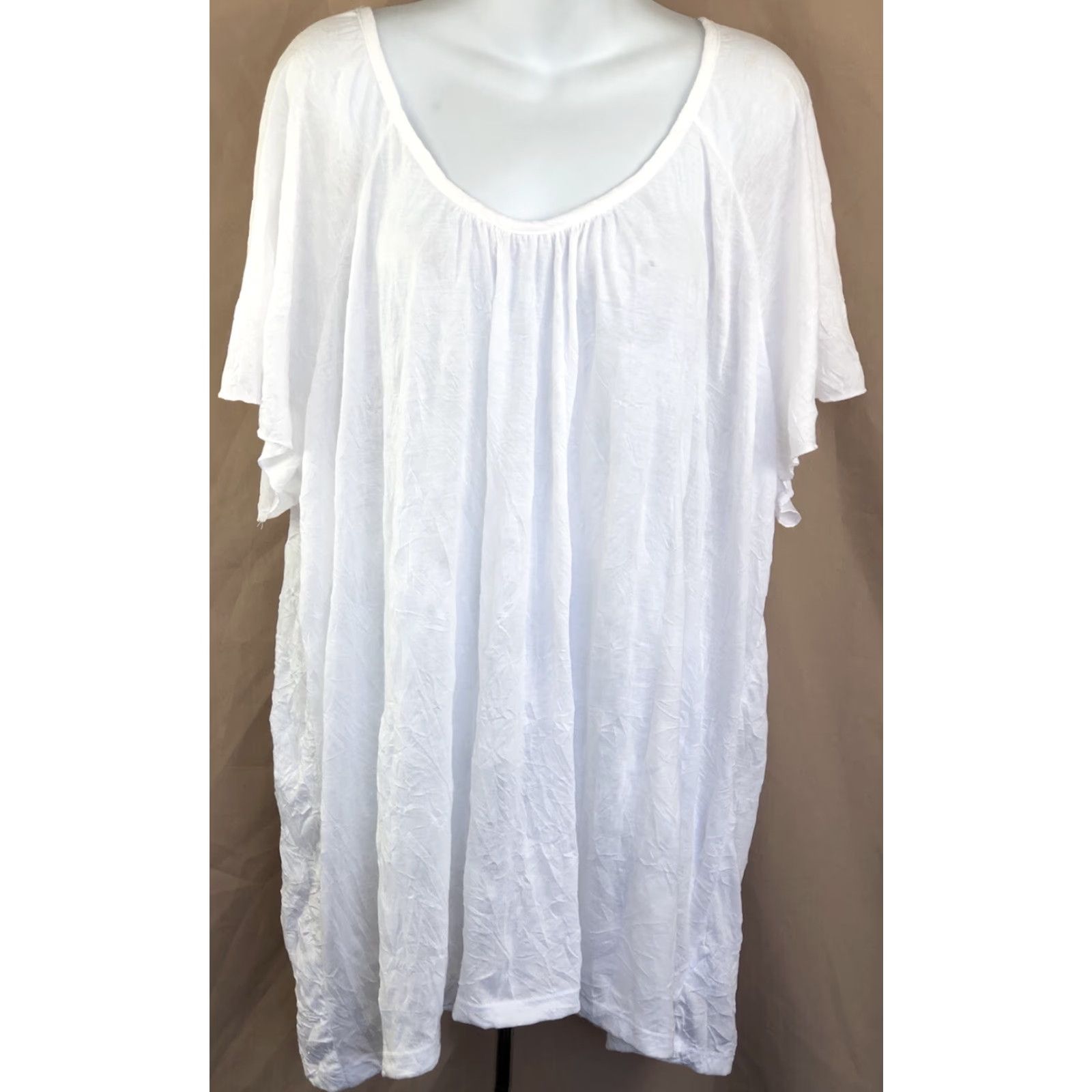 Faded Glory Faded Glory NWT Scrunch Tee White Lace Back Scoop Neck Short Sleeve Plus 28W Shirt Womens Size 4XL / US 24-26 - 2 Thumbnail